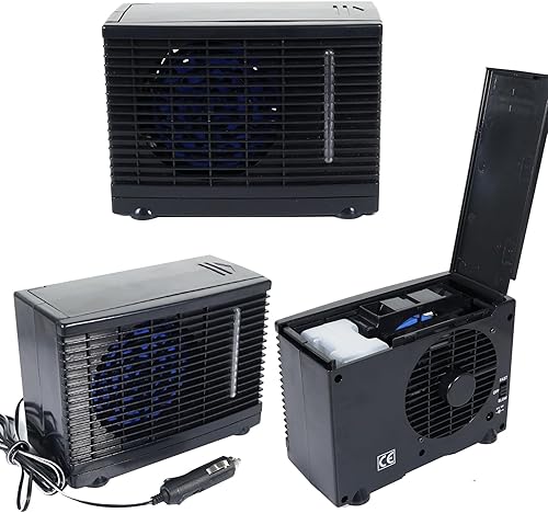 Miniatura 2 de Unifizz 12 V portátil mini coche aire acondicionado enfriador ventilador evaporativo agua hielo universal personal negro