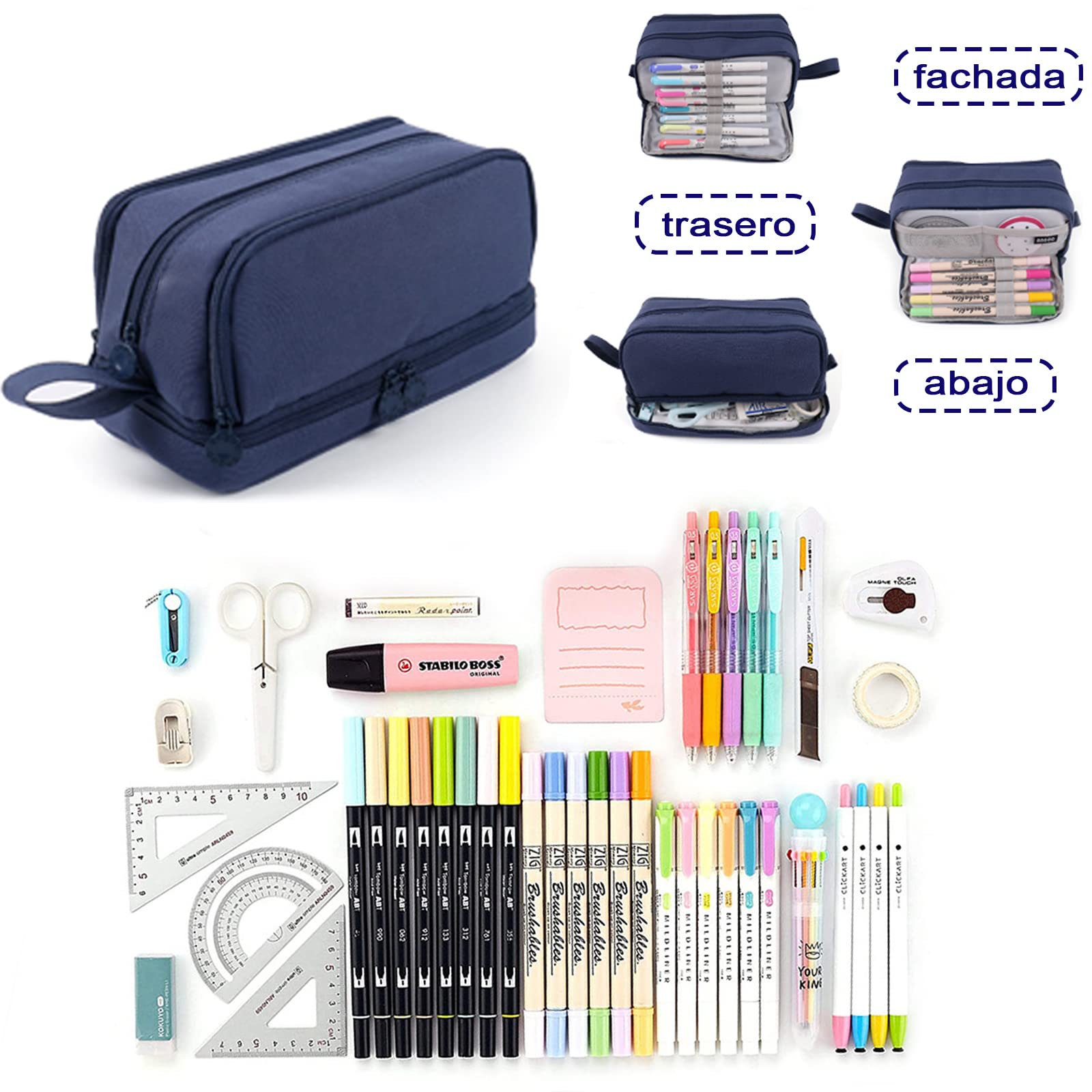 Dugio Estuche Grande Para Lápices De Gran Capacidad Con Cremallera Para Niñas, Niños, Adultos, Papelería, Estuche Organizador Para La Escuela Y La Oficina, Color Amarillo