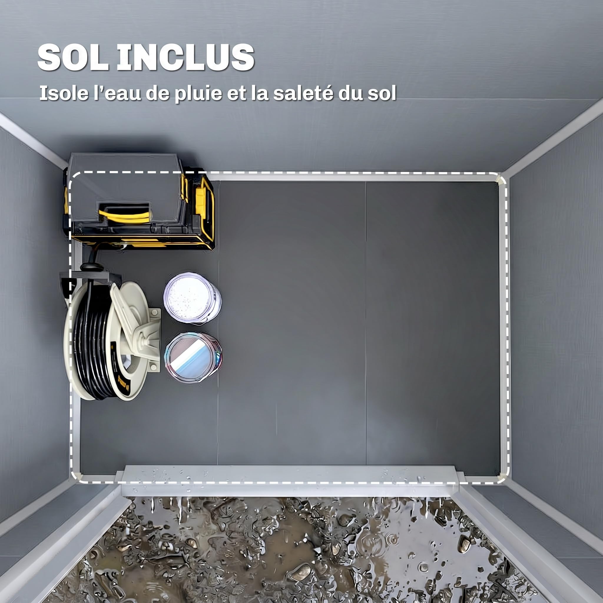 Outsunny Abri de Jardin cabanon en résine polypropylène 2,12 m² - 2 Portes 1 fenêtre et 1 Grille d'aération, Toit en Pente, Gris