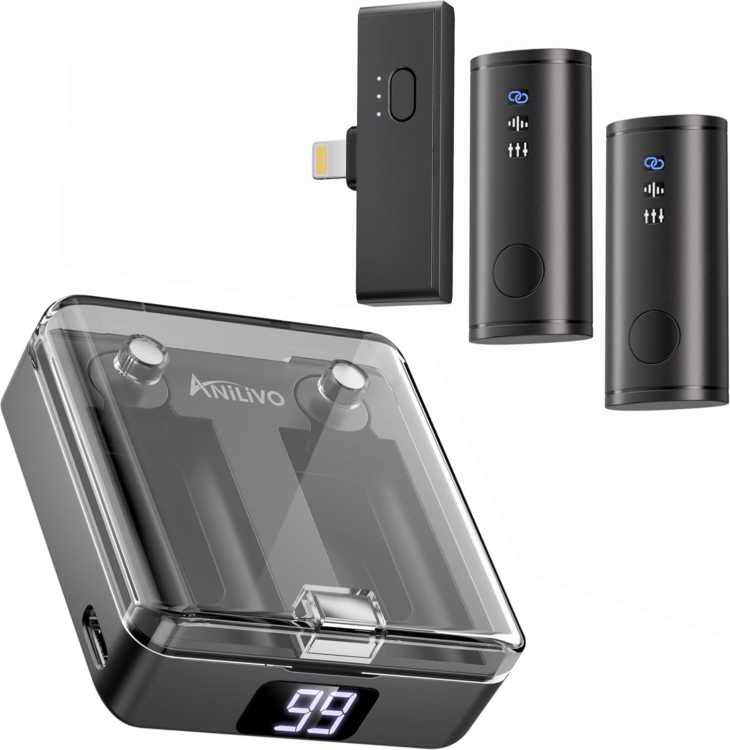 Wireless Lavalier Microphone for iPhone iPad, Mini Lapel