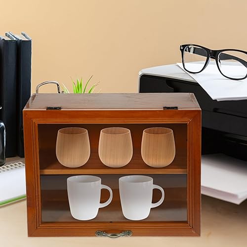 Miniatura 2 de Beavorty Vitrina de madera coleccionable, caja de exhibición de figuras en miniatura con soporte de ventana transparente, caja de sombra para