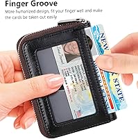 Vista 20 de FurArt - Cartera para tarjetas de crédito, soporte para tarjetas con cremallera para hombres y mujeres, bloqueo RFID, cartera con llavero