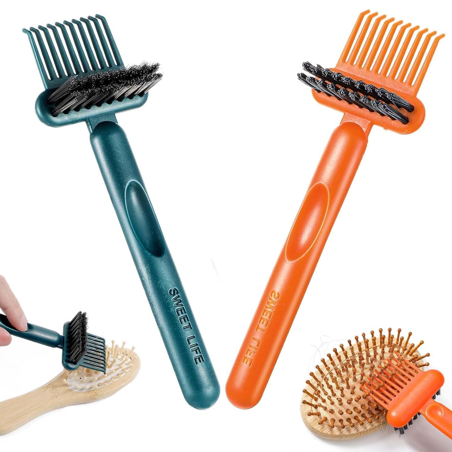 Comb Cleaner Brush,Brush Cleaning Tool,Hair brush Cleaner Comb,2-in-1 Hair Brush Cleaning Tool, Embedded Comb Hair Brush Remover,Home and Salon Use-image-13
