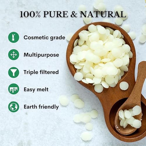 Miniatura 6 de Pellets de cera de abeja blanca de 8 onzas, puro, natural, grado cosmético, pastillas de cera de abejas, triple filtrado, ideal para bálsamos