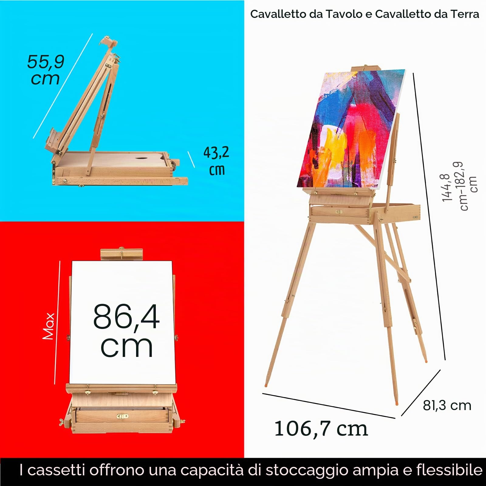 MEEDEN 141PCS Set di pittura, All-in-one Kit di pittura con cavalletto francese, olio acrilico acquerello Gouache Paint Set & pennelli, Art Painting Forniture per Adulti, Artisti
