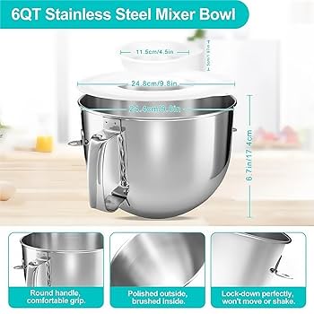 キッチンエイド・ミキサー　ステンレス スチール ボウル 泡立て器セット Amazon.co.jp : 6QT ステンレススチール ミキサーボウル 蓋と