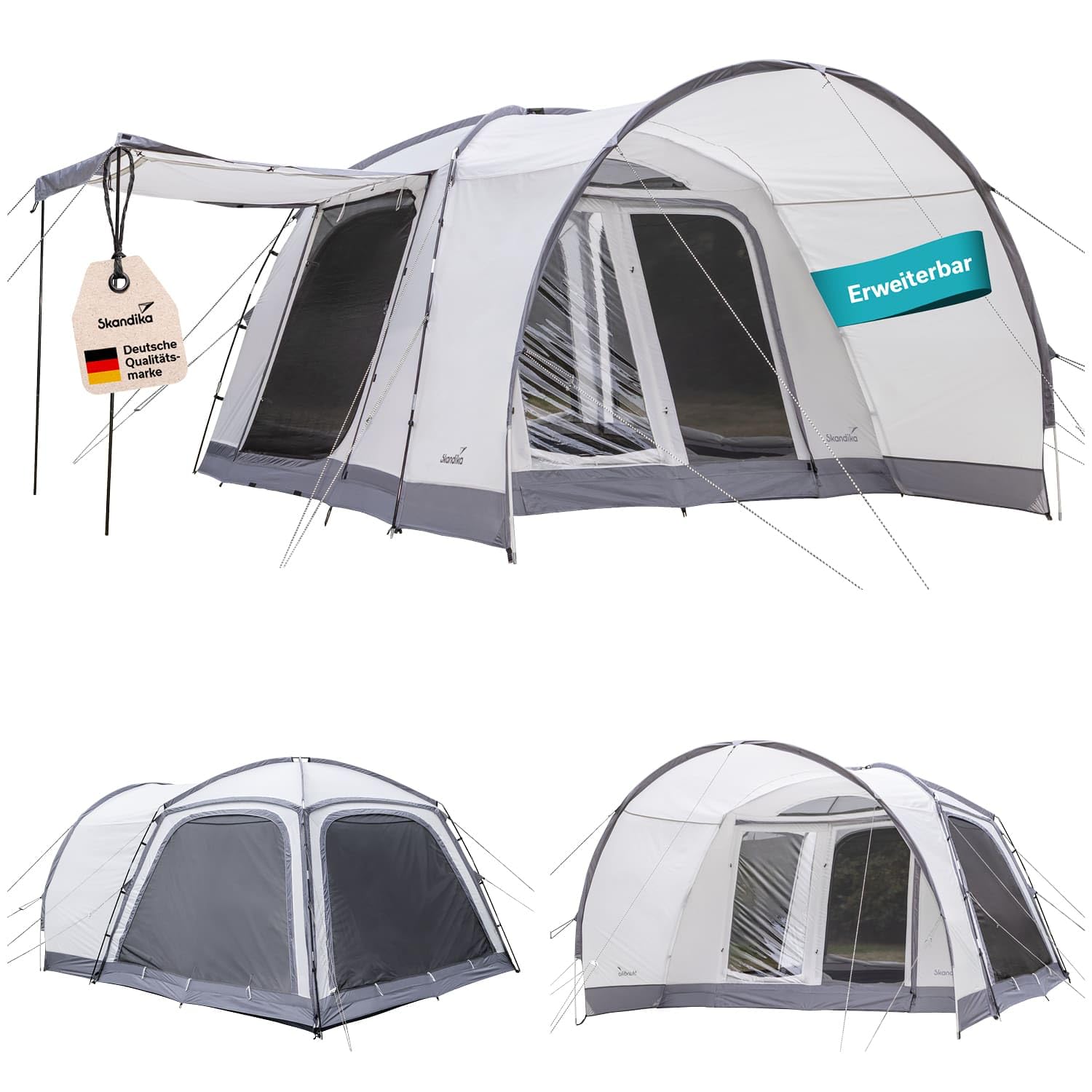 Skandika Pitea 4 Flex Protect namiot kopułowy, namiot kempingowy dla 4 osób, wszyta podłoga namiotu, z dachem przeciwsłonecznym, słup wody 5000 mm, UPF 50+, namiot samochodowy, przedsionek do vanów