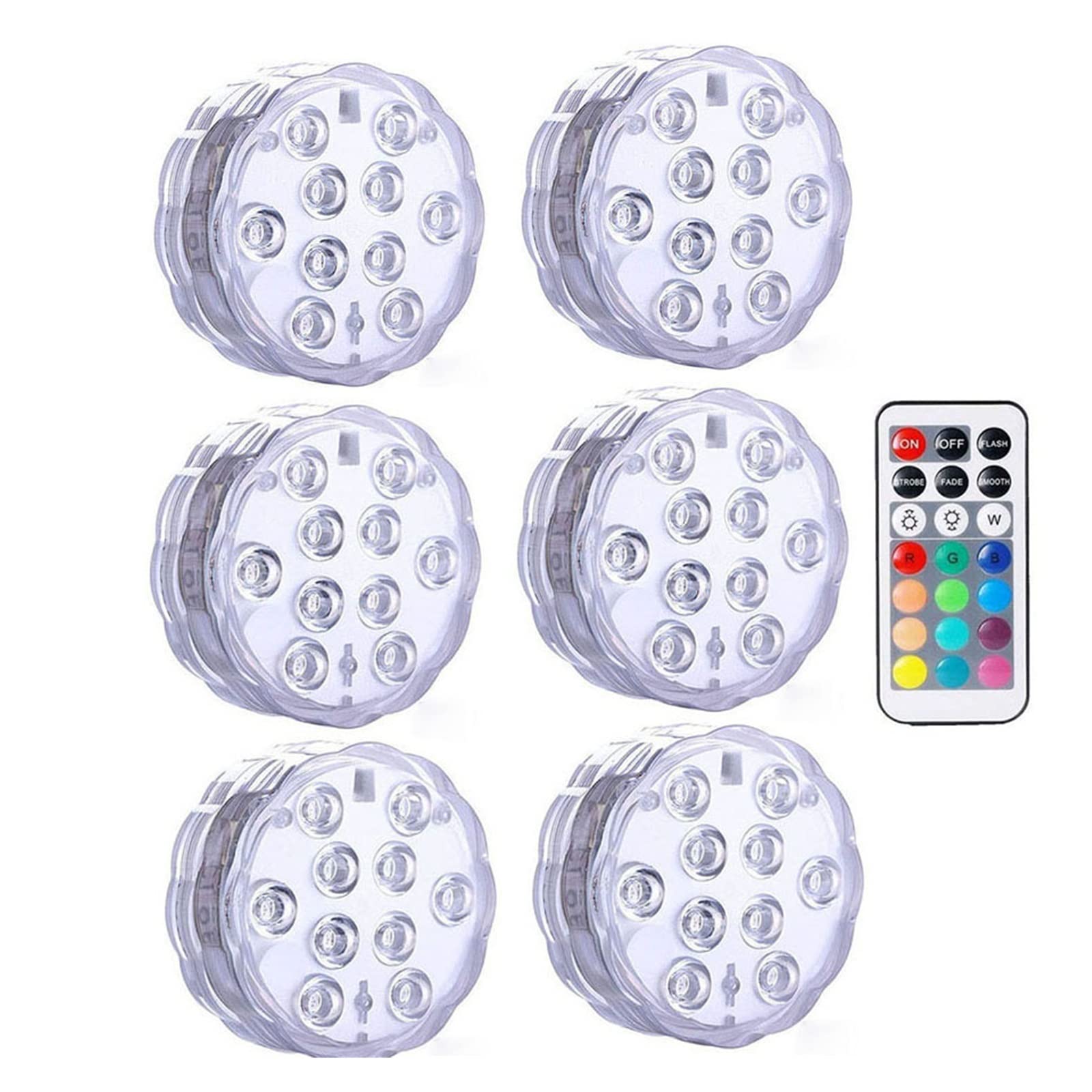IP68 Wodoodporna Multi Color Nurkowanie Led Lights Podwodna lampka nocna Light Party Wedding Christmas Decoration Tworzenie Atmosfery(6 Lamp 1 controller)