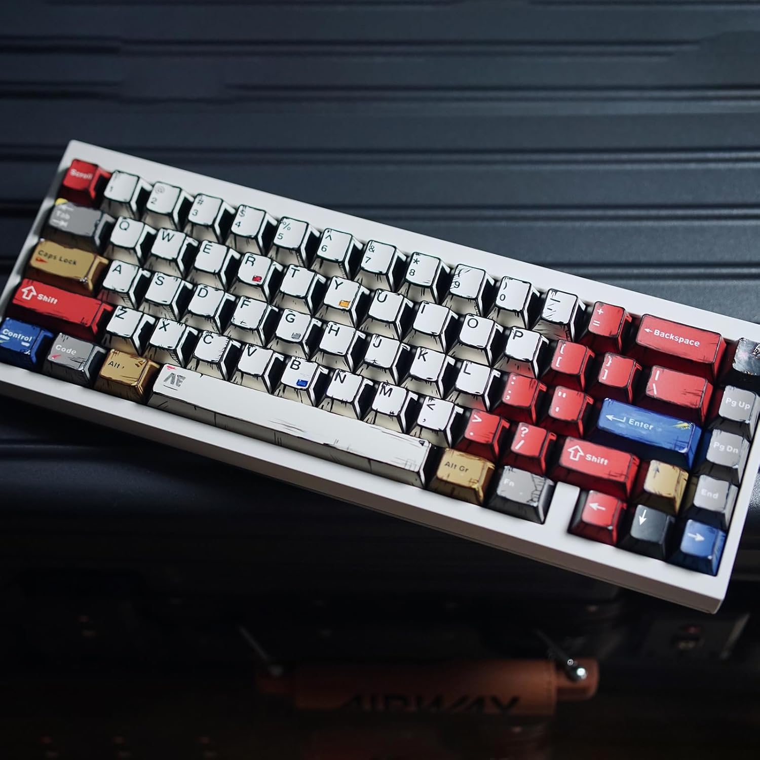 Retro PBT Keycaps - Japanese Manga Theme Keycaps Set, 141 Keys Cherry Profile Dye-Sub Custom Keycap, Mixed Light Minimalist Style Key Caps for 60%, 65%, 75%, 100% Cherry MX Mechanical Keyboard