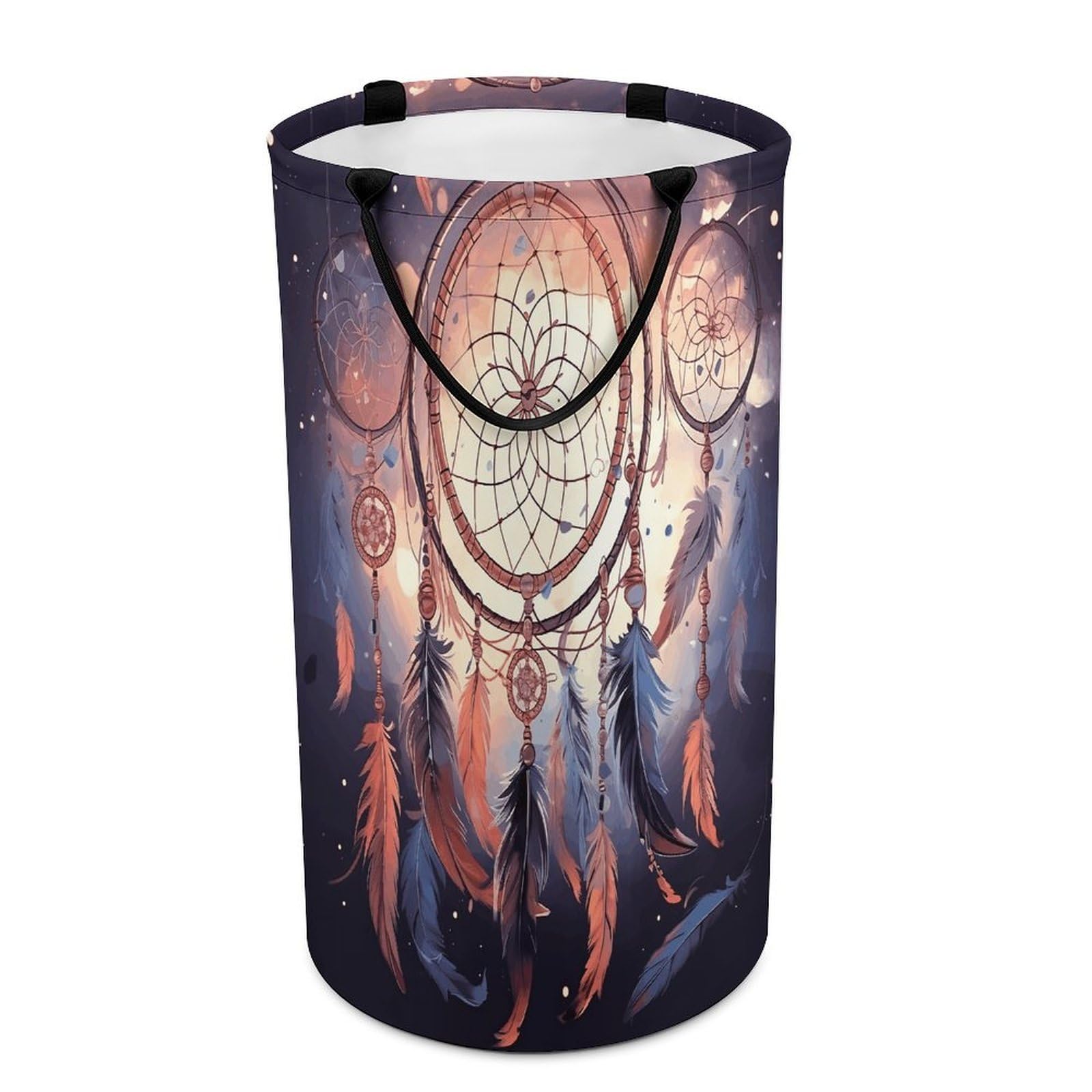 Native American Dream Catcher Laundry Basket Large Foldable Laundry Hamper with Handles Freestanding Collapsible Clothes Basket Waterproof Portable Dirty Clothes Hamper for Bathroom 86L