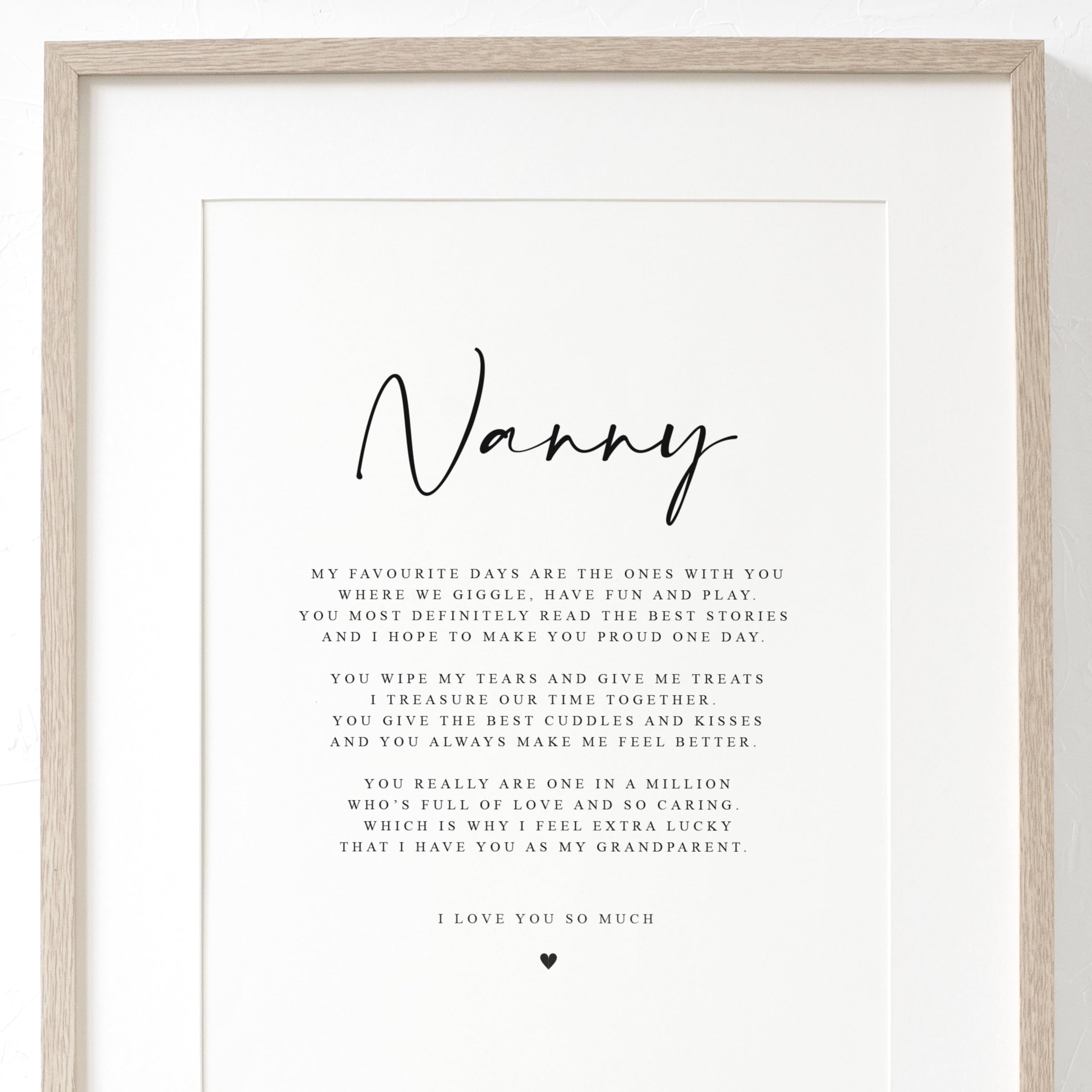 Lula Design NANNY POEM A4 A5 PRINT, Gift for Nanny from Grandchild
