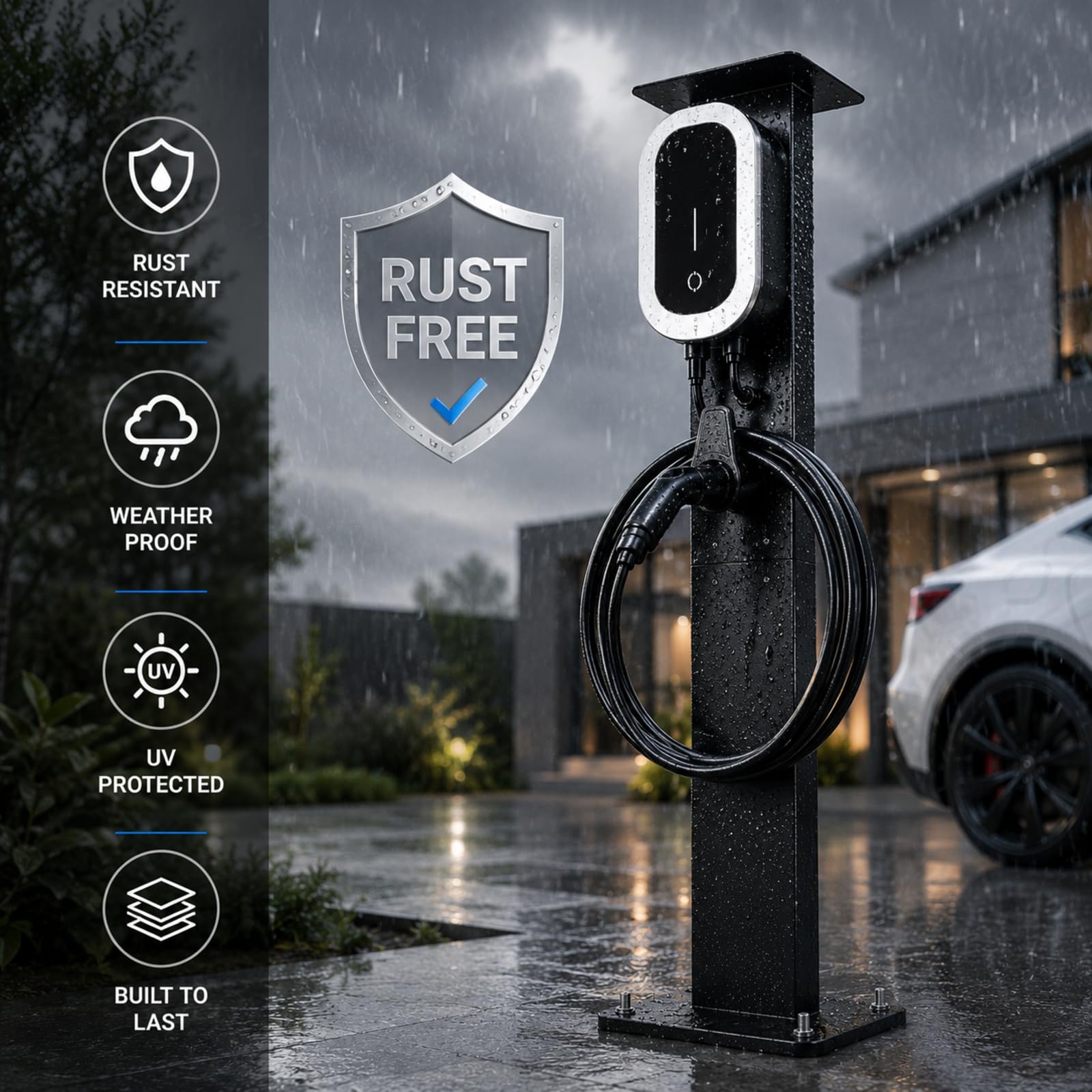 Wallbox Stand für Elektroauto Ladestation, Externer Ständer für EV und PHEV, Freistehende Ladeständer Halterung, EV Ladepedestal für Innen und Außenbereich