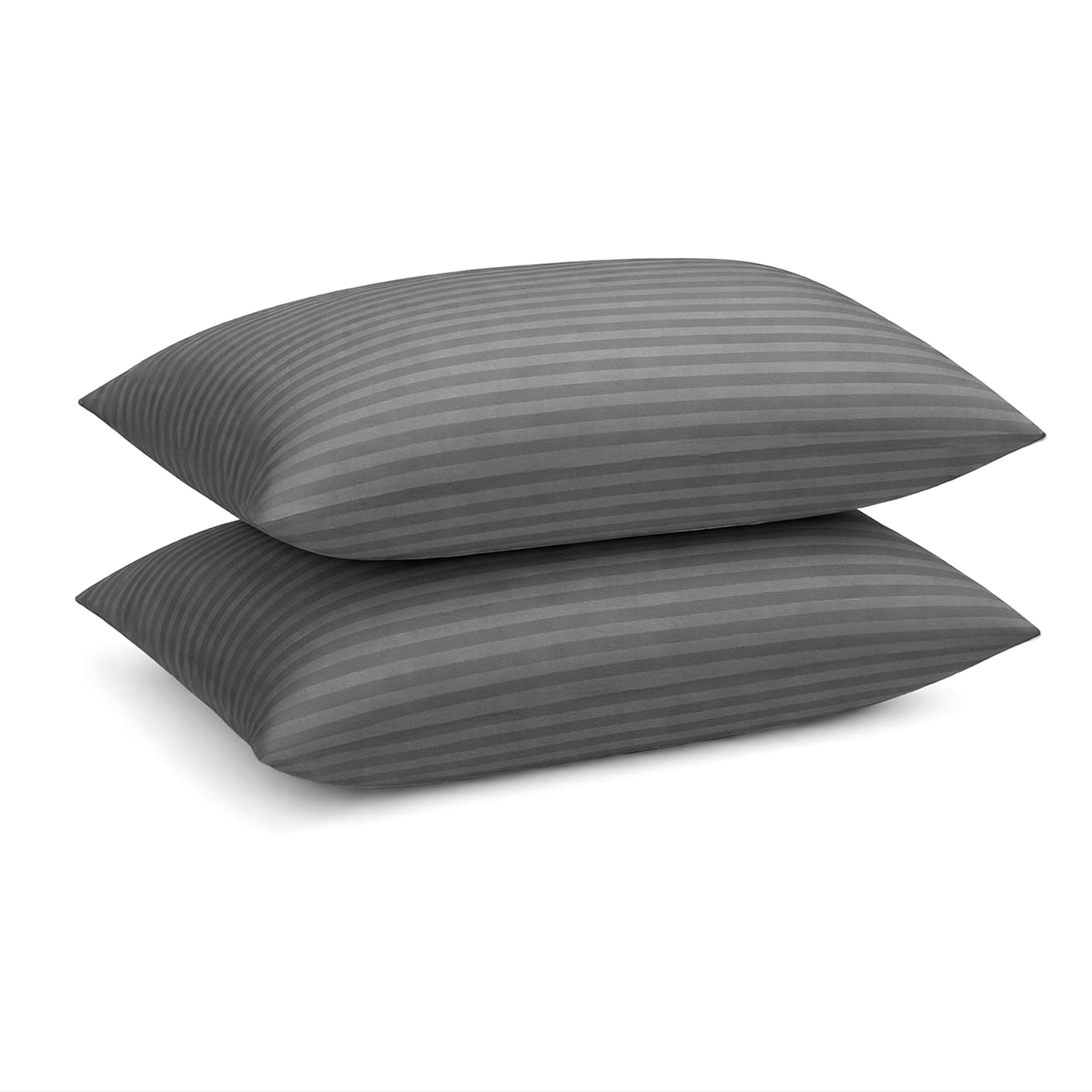 Prime Linens Silver Stripe Pillow Cases, 2 Pack, Standard Size, Microfibre, Envelope Closure, Wrinkle Fade Resistant, Machine Washable (, 50X75 Cm)
