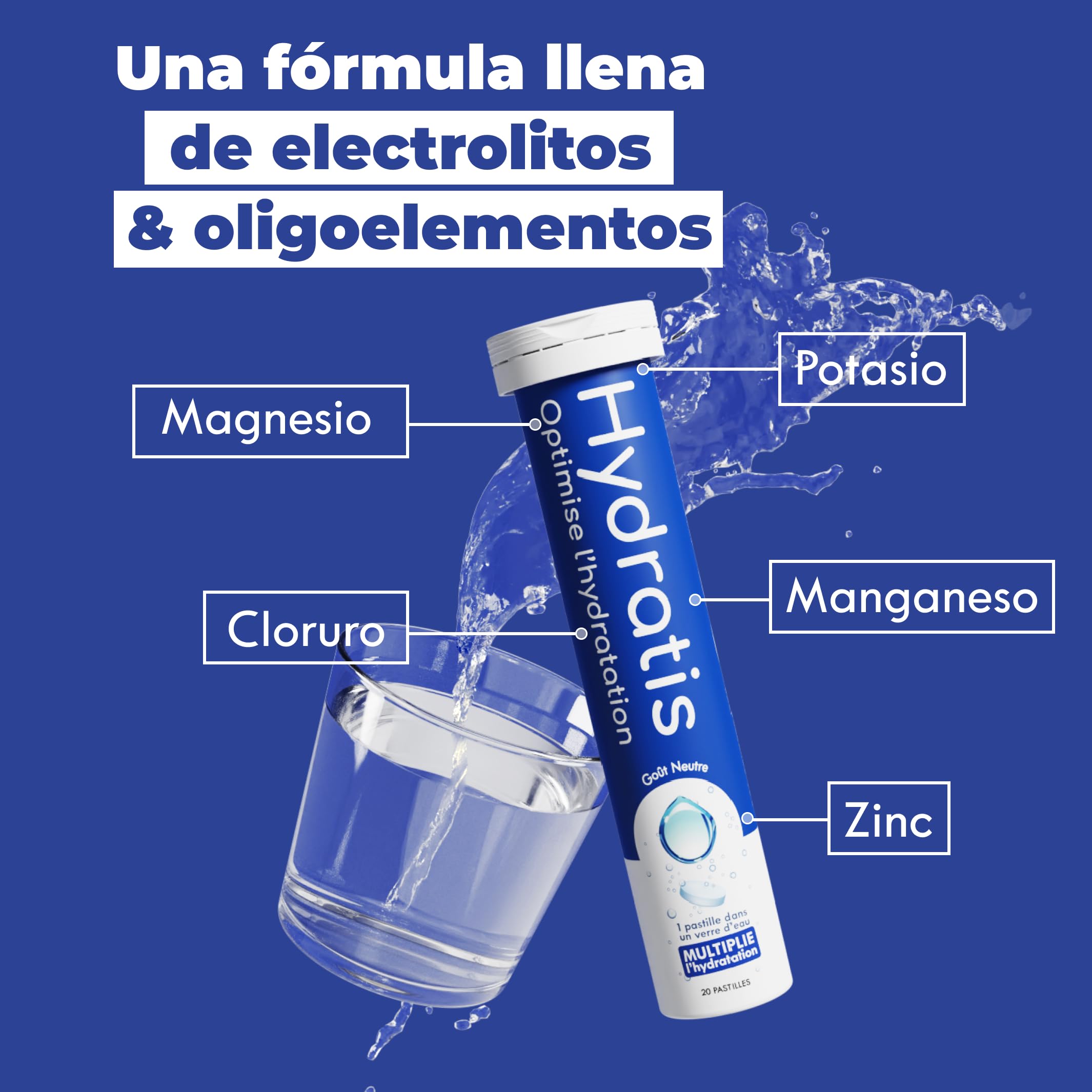 HYDRATIS - Pastillas efervescentes con electrolitos - Melocotón - Optimiza la hidratación - Rico en minerales - Bajo en azúcar - Sabores suaves - Deporte, calambres, recuperación - 160 pastillas