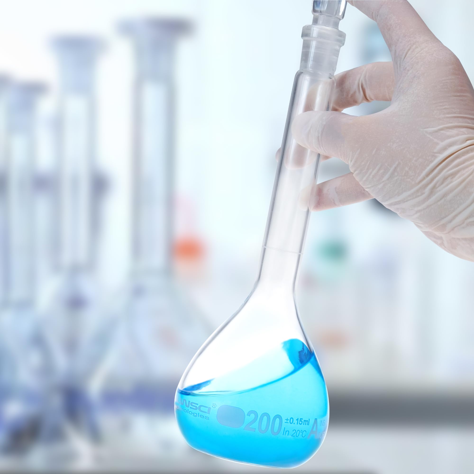 ALWSCI 2 Pezzi 25 mL Matraccio Volumetrico Matracci Tarati da Laboratorio con Tappo in Vetro, Vetro Borosilicato 3.3, Classe A, Matraccio Graduato per Laboratorio