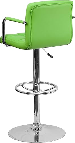 Miniatura 65 de Flash Furniture Taburete de bar de altura ajustable de vinilo acolchado gris contemporáneo con brazos y base cromada Gris,Marrón,Negro