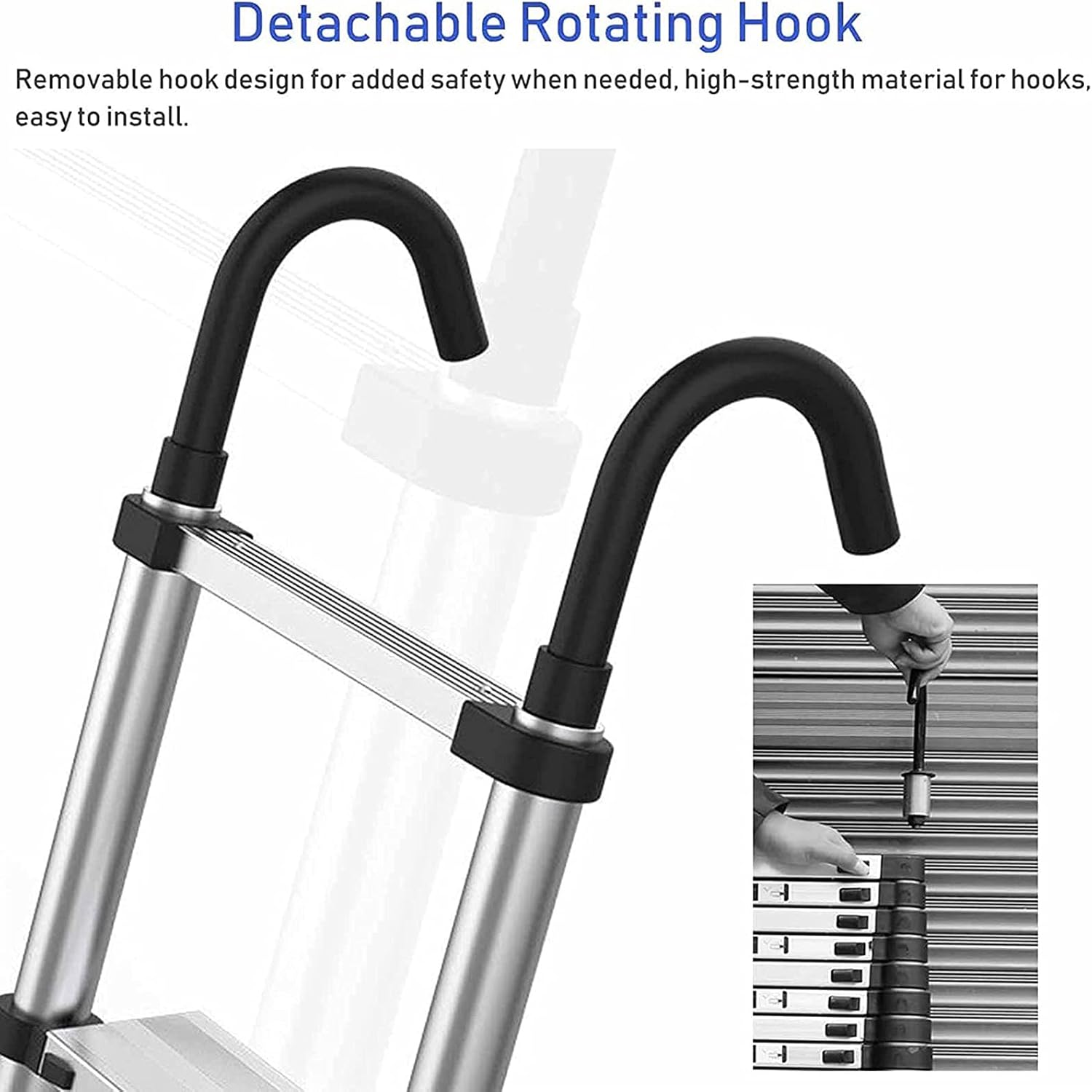 Ladderscopiladder with Detachable Hook, Aluminum Portable Extension Ladder for Climb Home Builders Attic Work Place Emergency Use, Load 150Kg/5.9M/19.5Ft