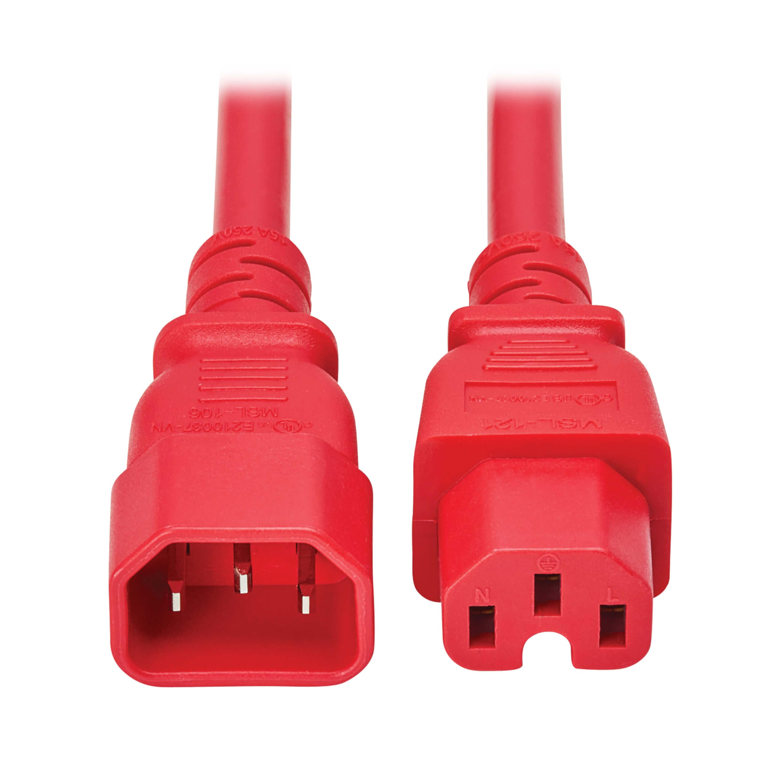 Tripp Lite C14 to C15 Power Cord Heavy-Duty Extension Cable, 10 Feet / 3.1 Meters, Red, 15A, 250V, 14 AWG, UL-Listed Cable, Lifetime Manufacturer's Warranty (P018-010-ARD)