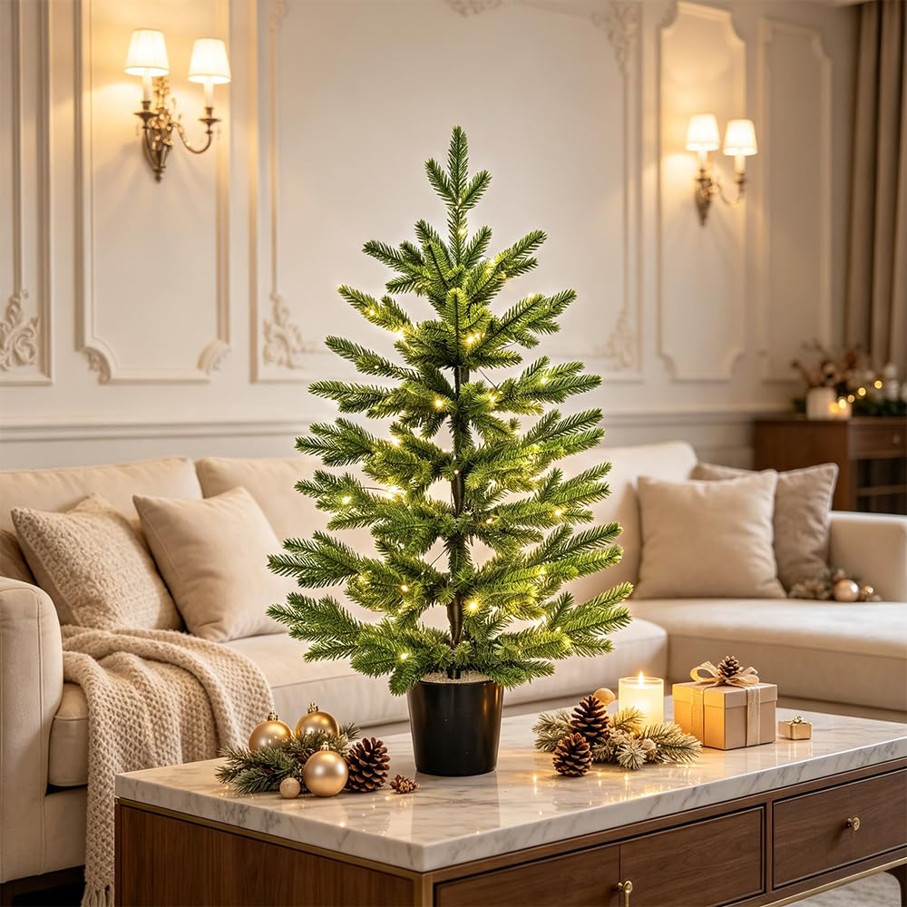 Sapin de Noël artificiel avec LED - 80 cm - Pour intérieur et extérieur - Décoration de Noël