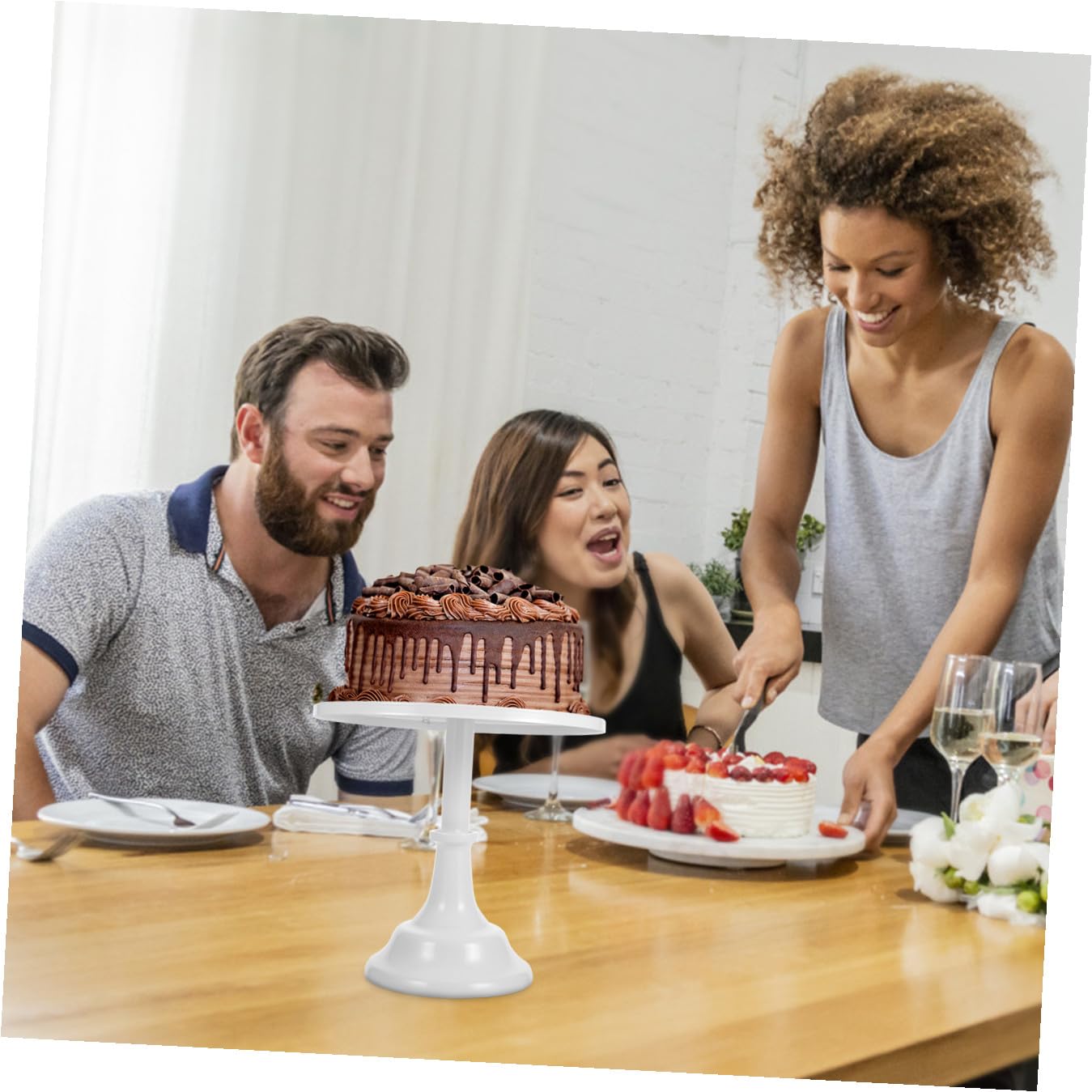 Alzata per Dolci in Ferro Bianco Rotonda, Grande Capacità | Battesimi e Banchetto, Stile Raffinato e Delicato, per Natale, Thanksgiving e Capodanno