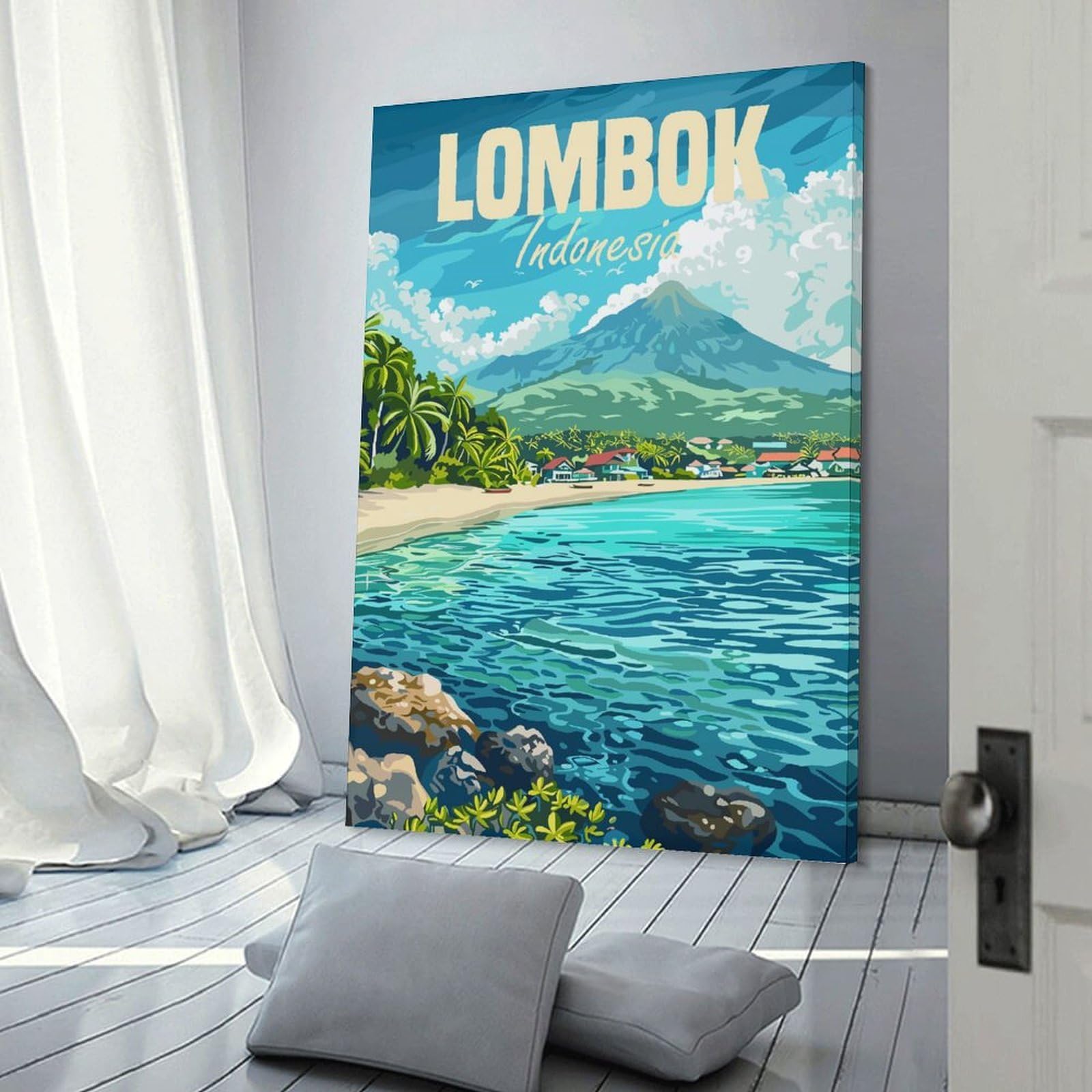 Junmoney Hanging Wall Art Lombok Island Indonesia, 20x30inch(50x75cm), for Contemporary Homes, Apartments Or Offices, Stylish Wall Art for Fresh Spaces