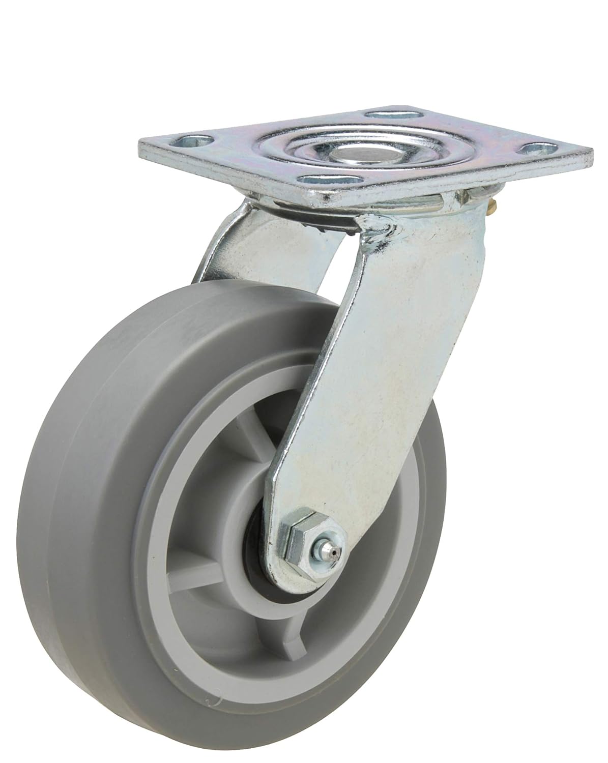 6x2 Swivel Caster with Non-Marking Thermoplastic Rubber Wheel and 4x4-1/2 Mounting Plate
