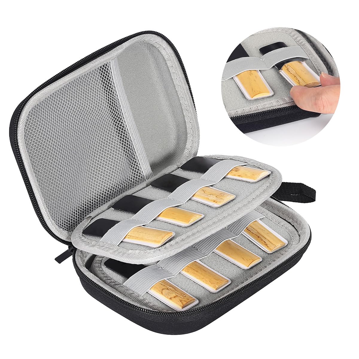 Étui de rangement pour anches de clarinette, étui de transport pour anches de saxophone, boîte de rangement pour anches, capacité de 20 anches – Noir