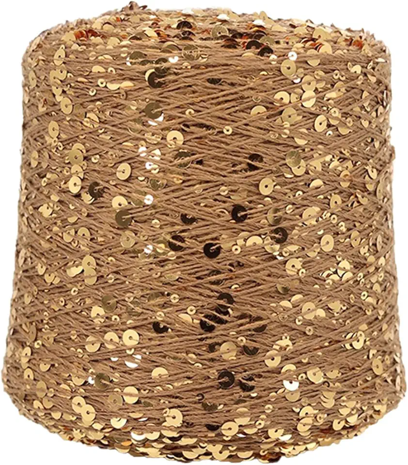 ECYC Ltd Fio de lantejoulas de algodão de 150 metros, fio de lantejoulas brilhantes para tricô e crochê, projetos de artesanato DIY