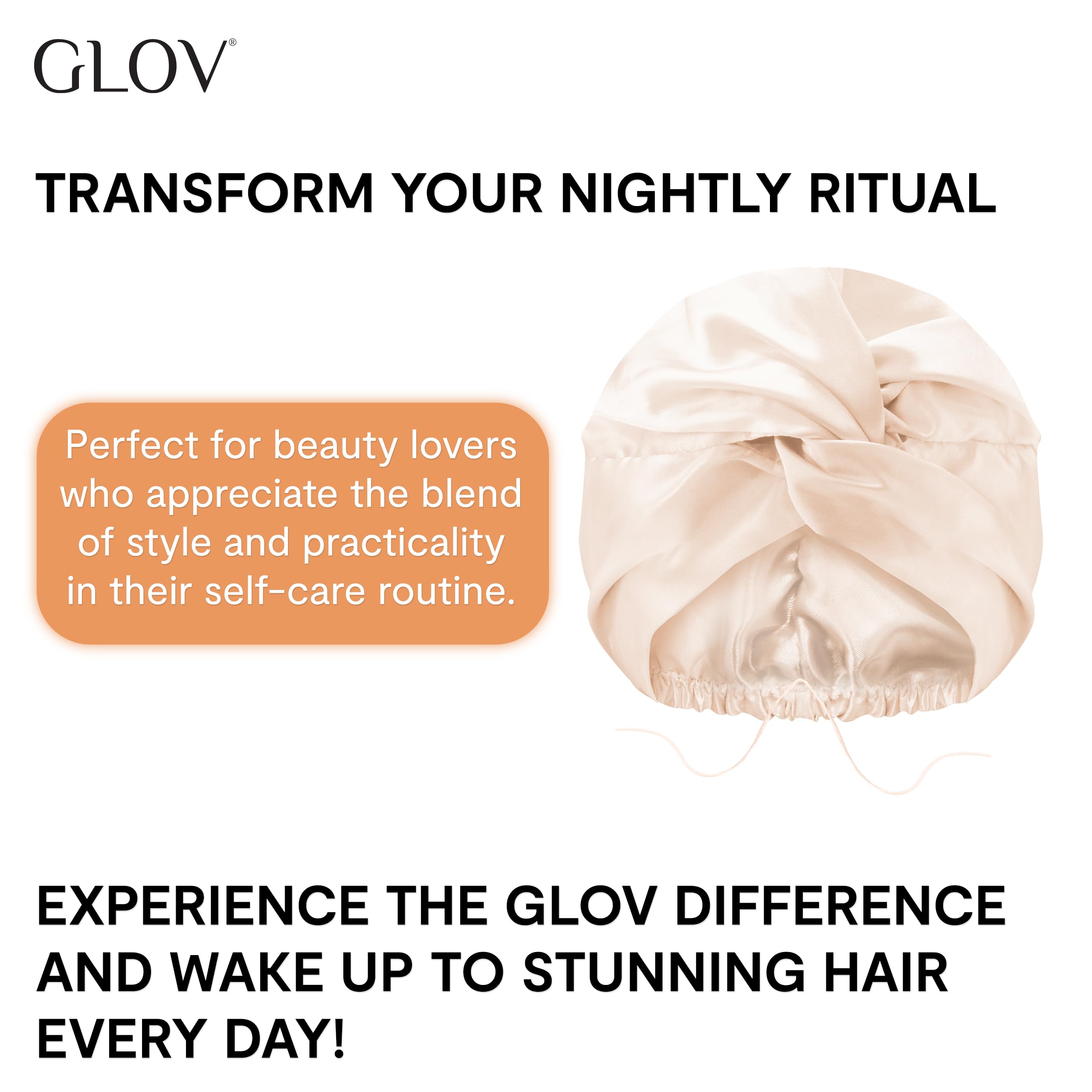 GLOV Schlafmütze Damen Schlafkappe Satin Haarhaube für die Nacht Haarnetz Satin Bonnet Turban für Langes Lockiges Haar Kopfbedeckung Schlafhaube Haarschutz für die Nacht Einheitsgröße