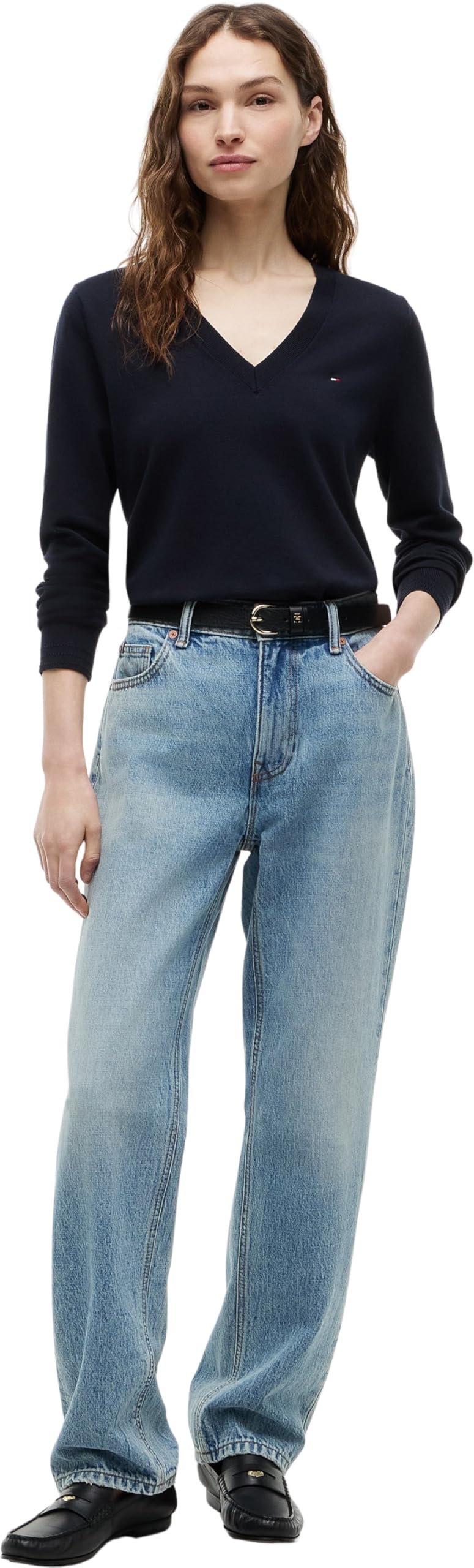 Tommy Hilfiger Co Jersey Stitch V-nk Sweater Ww0ww42049 Pullover Sweater Mujer (Pack de 1)