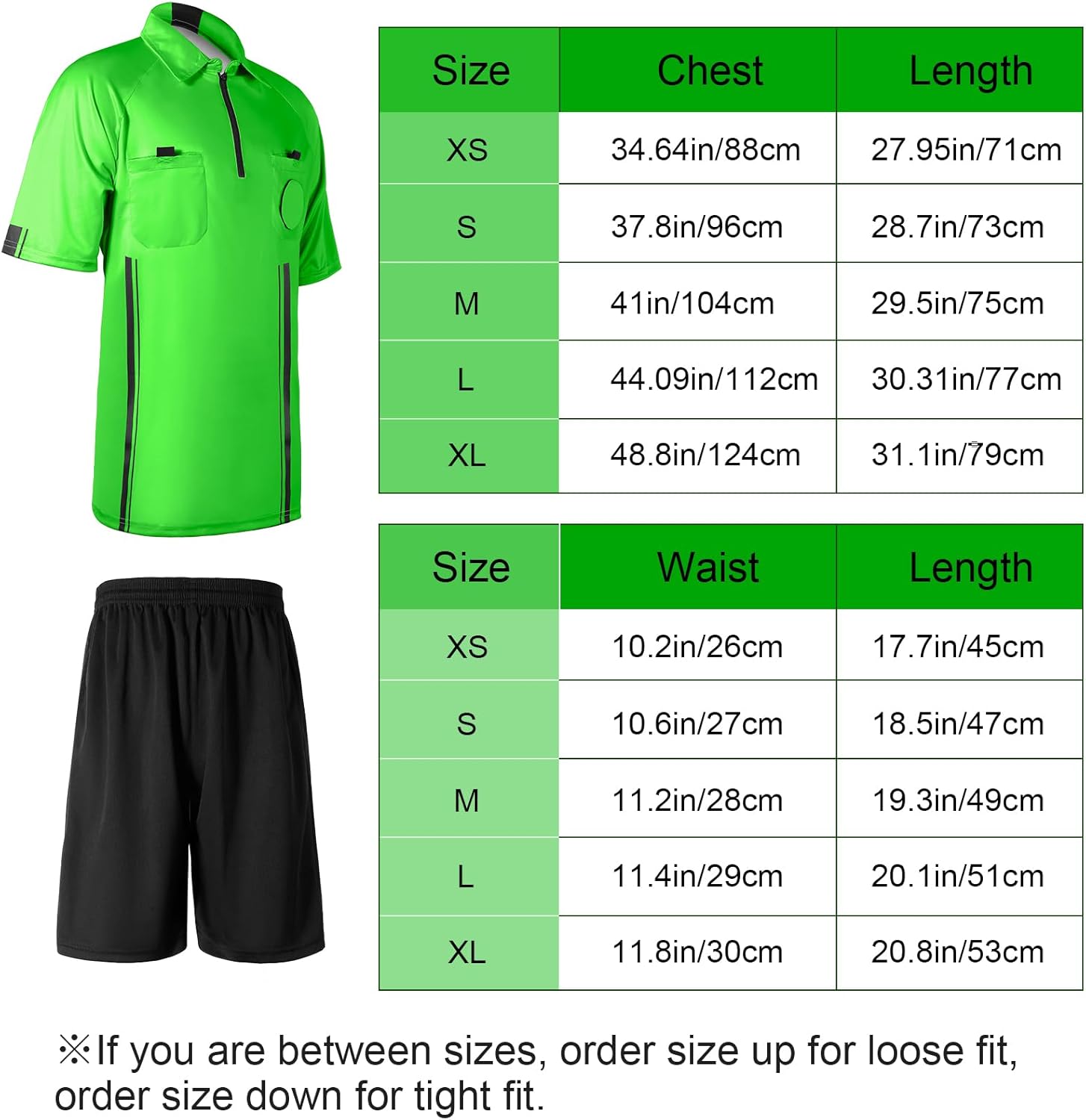 Cuffbow 3 Pcs Men's Soccer Referee Jersey Short Set Official Pro Soccer Referee Shirt Short Sleeve, Sports Pants and Socks
