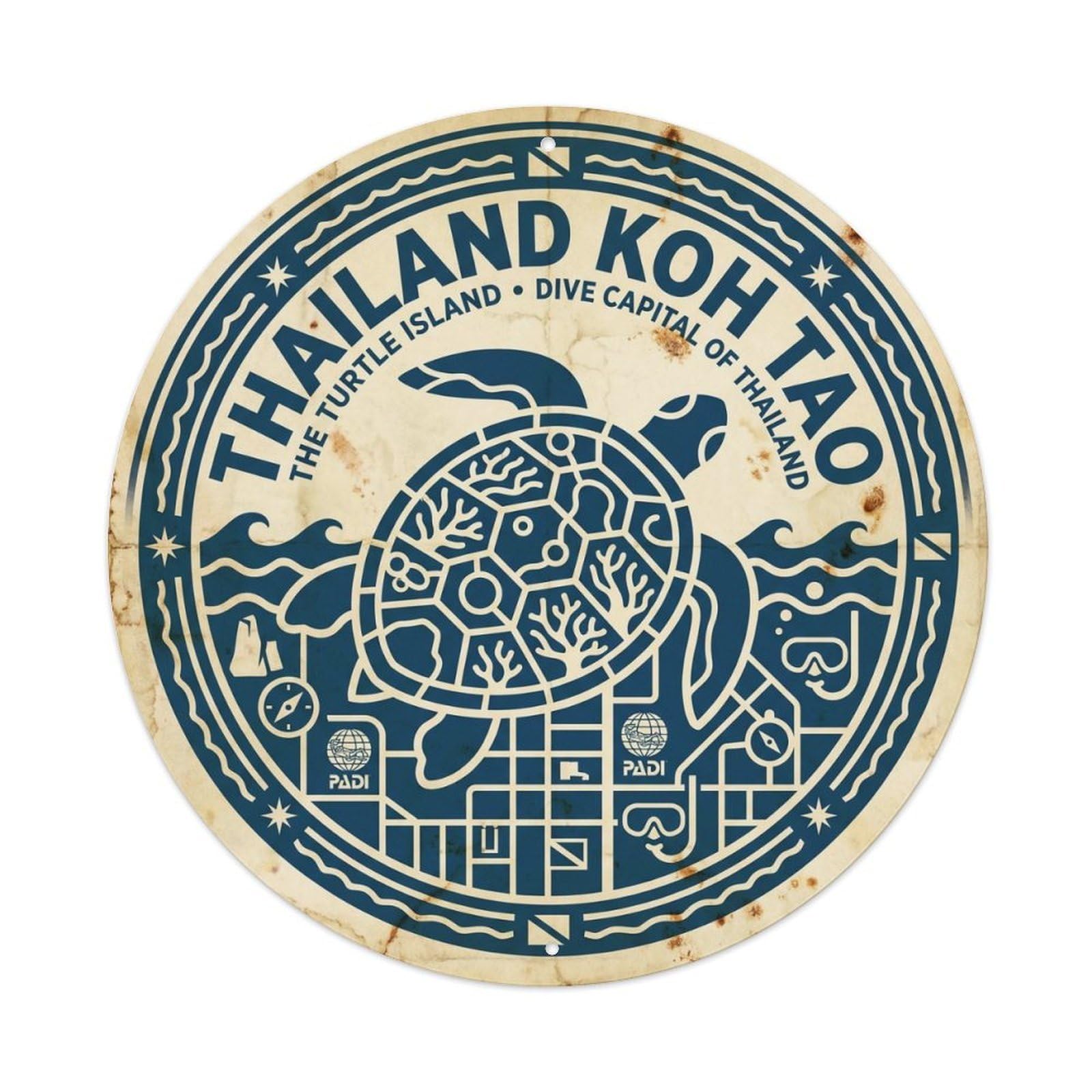 Thailand Koh Tao Island Travel Tropical Coast Metal Tin Sign