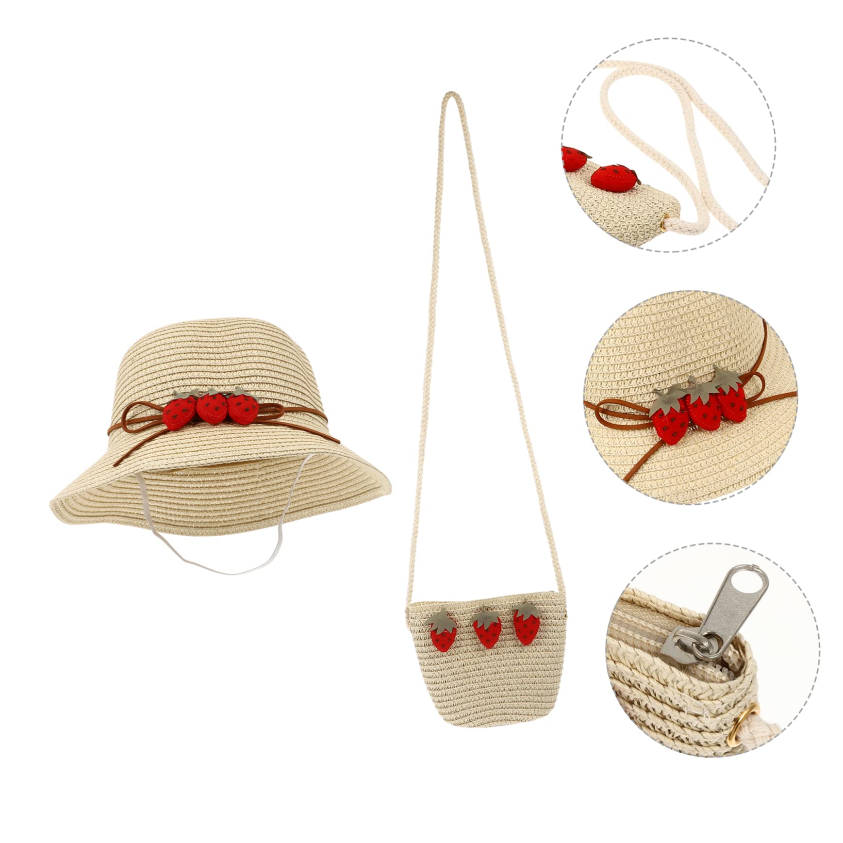 Sombrero de para Niñas con Bolsa de Verano Beige Protección Solar y Transpirable para Playa y Actividades al Aire