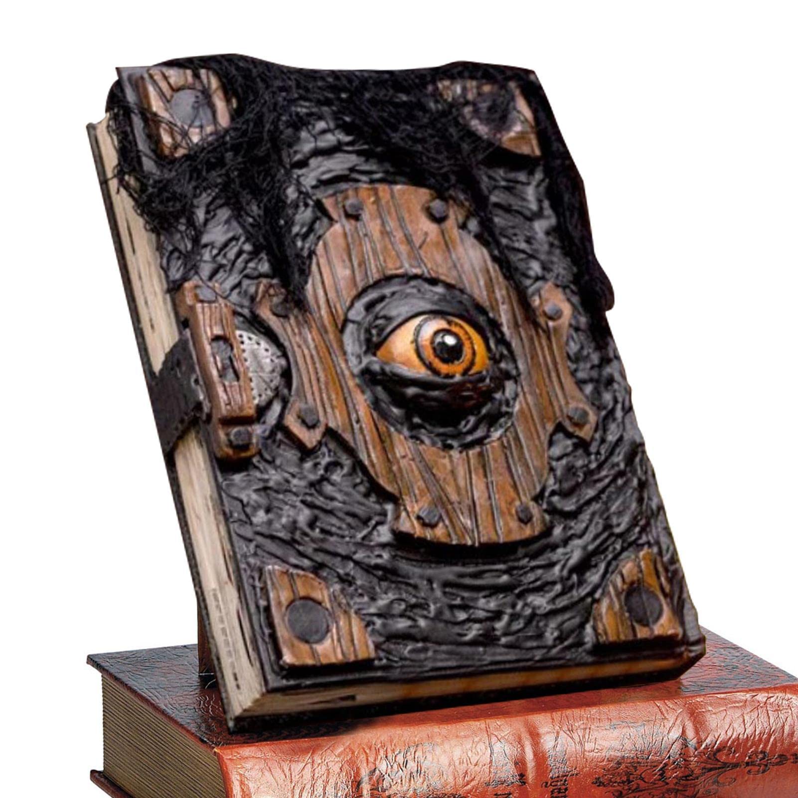 Halloween Decoration Resin Craft - Evil Eye Book Spell Book Witch Decoration | Book of The Damned Halloween Decor, Handmade Black Spellbook Spooky Seasonal Prop Art, Book of Demon Eyes Grimoire