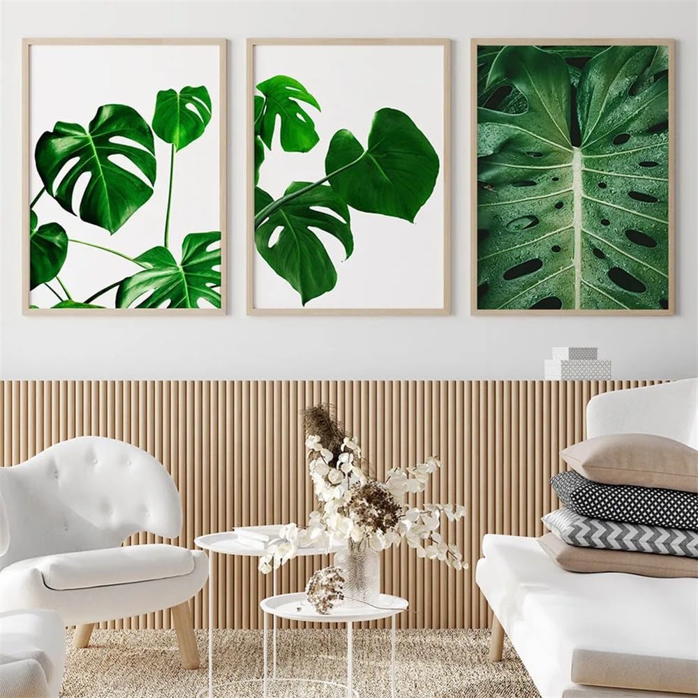 WUHBCZ Wall Posters-Abstract Monstera Palm Leaf Tropical Plant Wall Art Canvas Painting Nordic Posters And Prints Wall Pictures For Living Room Home Decor-40 * 50cm/3PCS (No Frame)