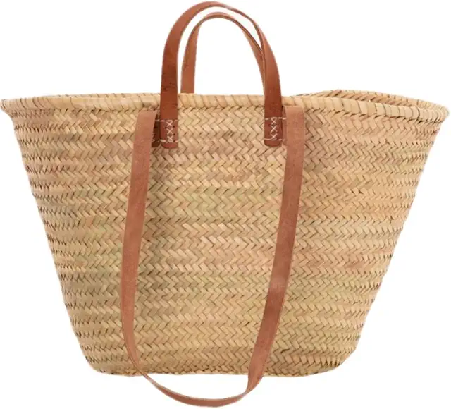 Sasha Traditional French Market Basket with Leather Handles | Market Basket Londonderry NH