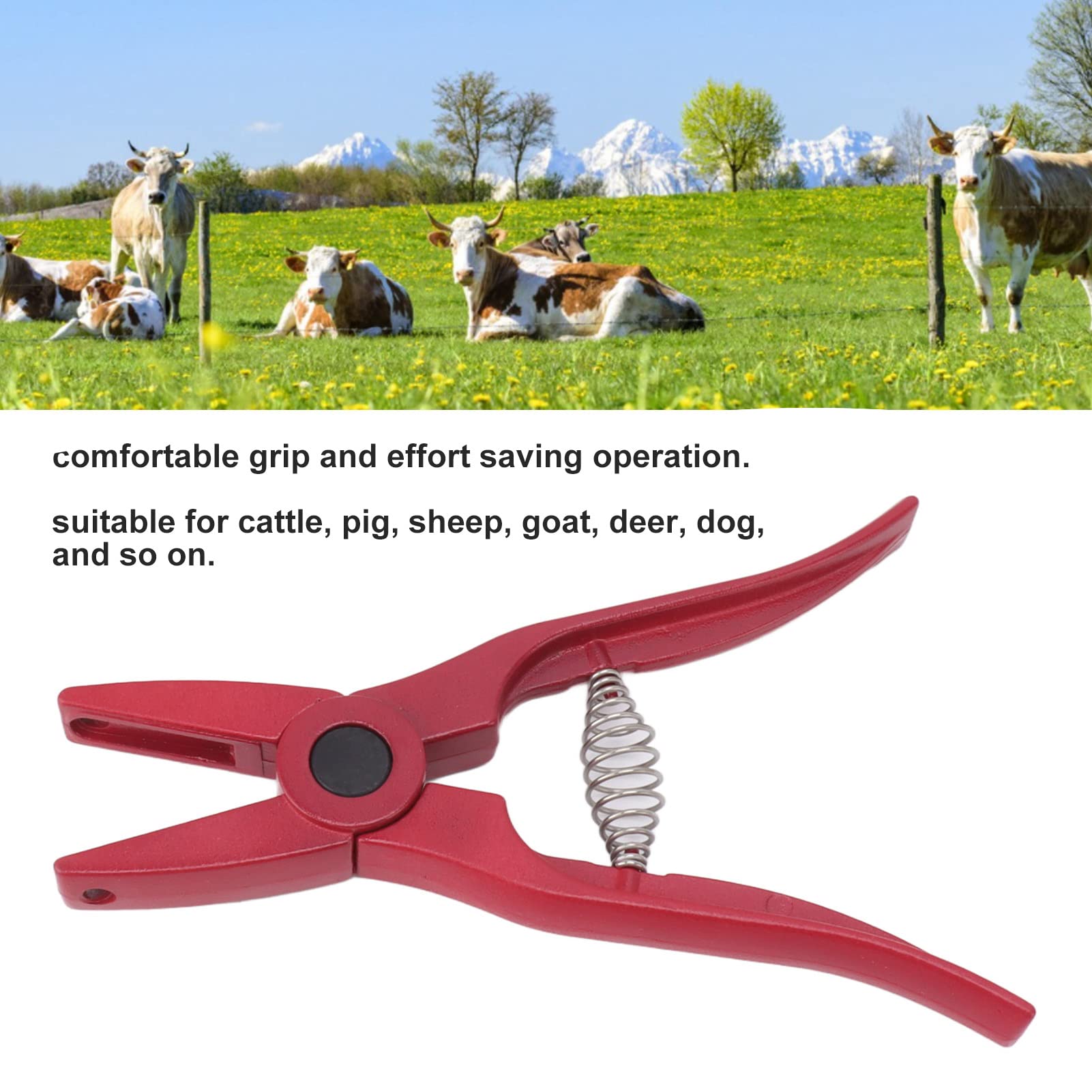 GRCFUMO Livestock Ear Tag Pliers, Folding Ear Tag Applicator, Lightweight Tagger Puncher Pliers for Livestock Animal Pigs Sheep Goat Sheep Lamb Cattle Ear Tag Tool