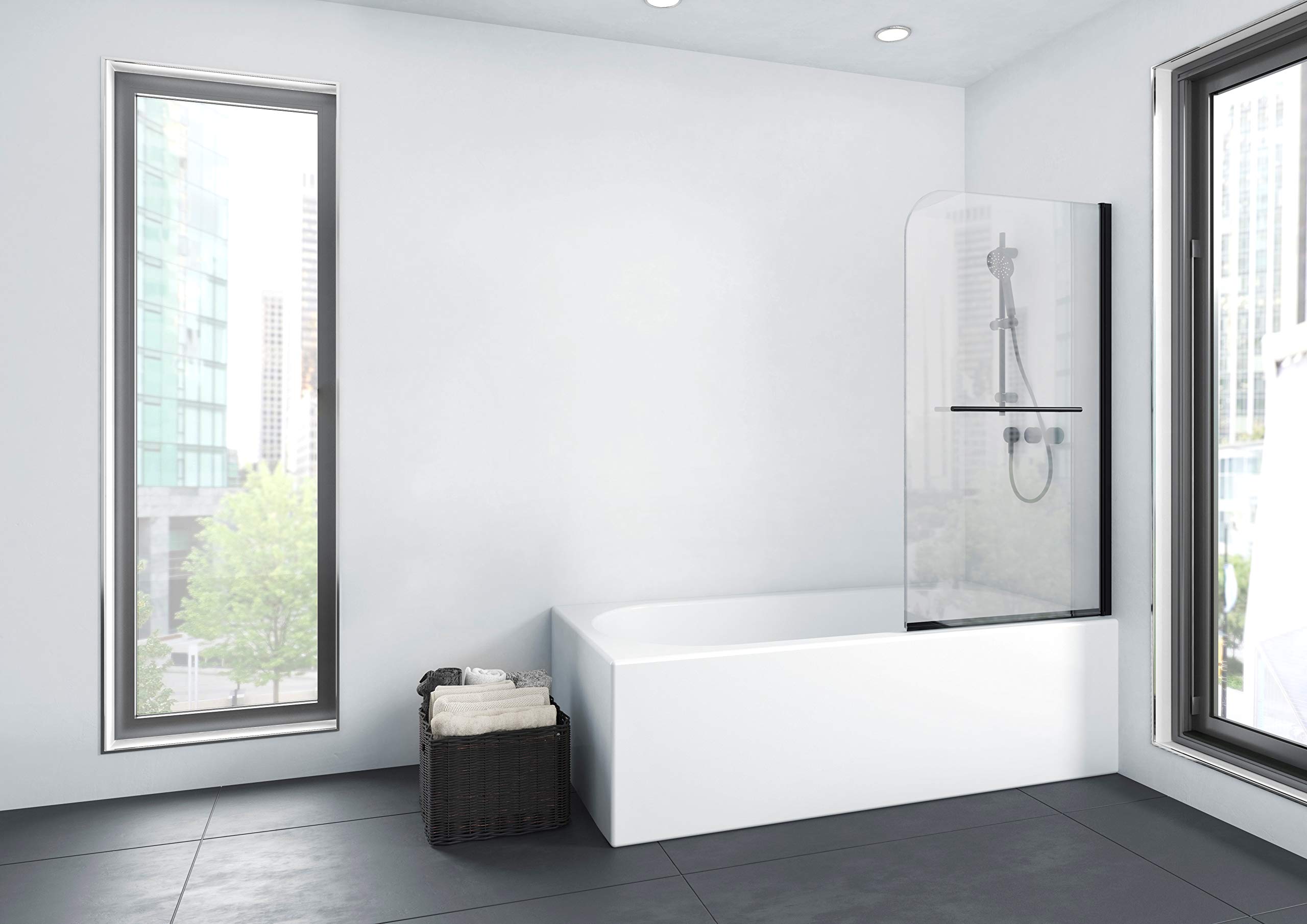 Mampara de ducha CITY 75 x 140 cm - abatible en una parte - montable en ambos lados - vidrio de seguridad monocapa de 4 mm de espesor - diseño negro mate