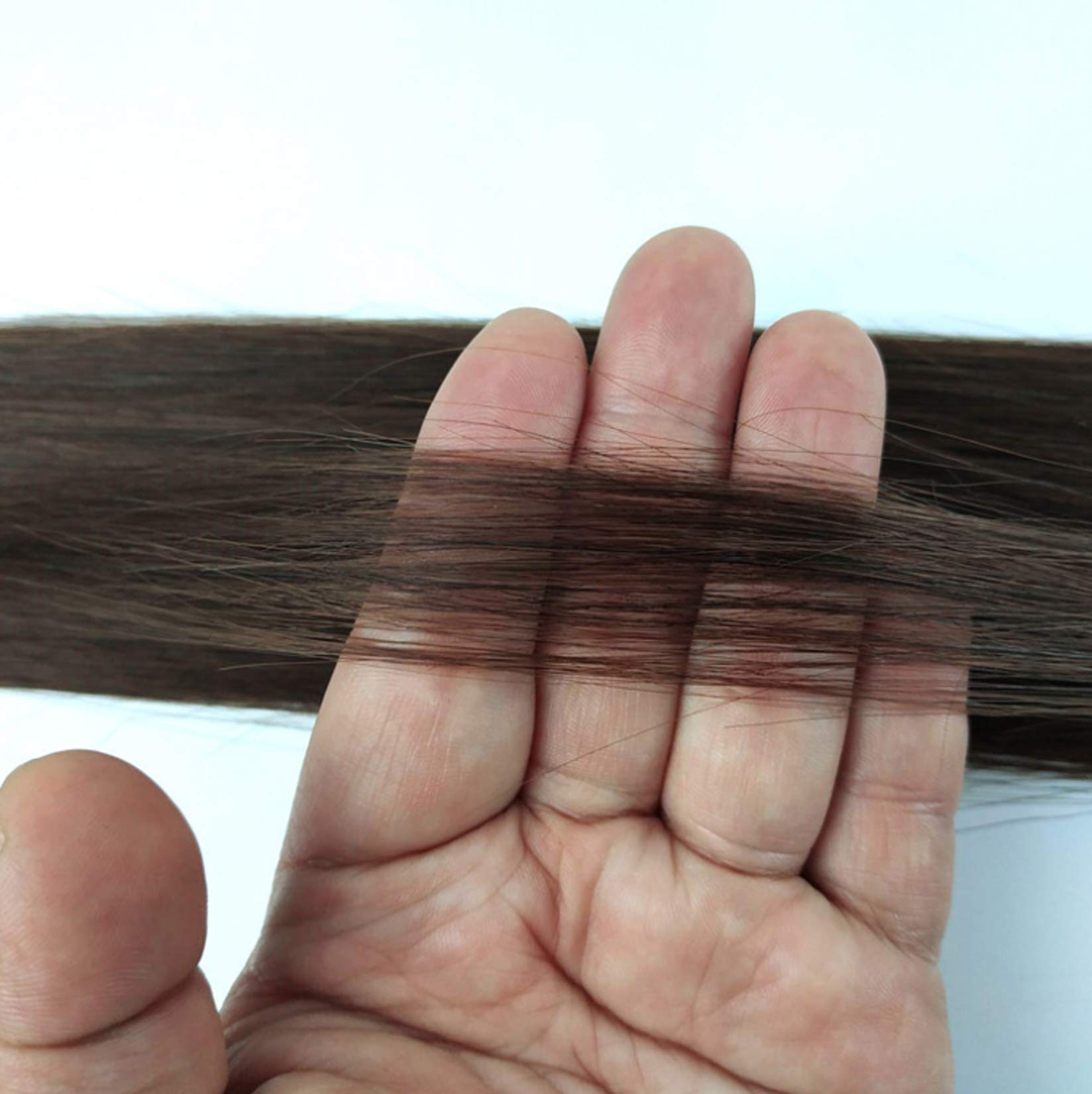 Nastro in estensione dei capelli umani, trama di pelle senza cuciture di capelli remy-seamless invisibile rivestimento in fase di nastro biadesivo, 20pcs 50g / pack,4#,30''/75cm