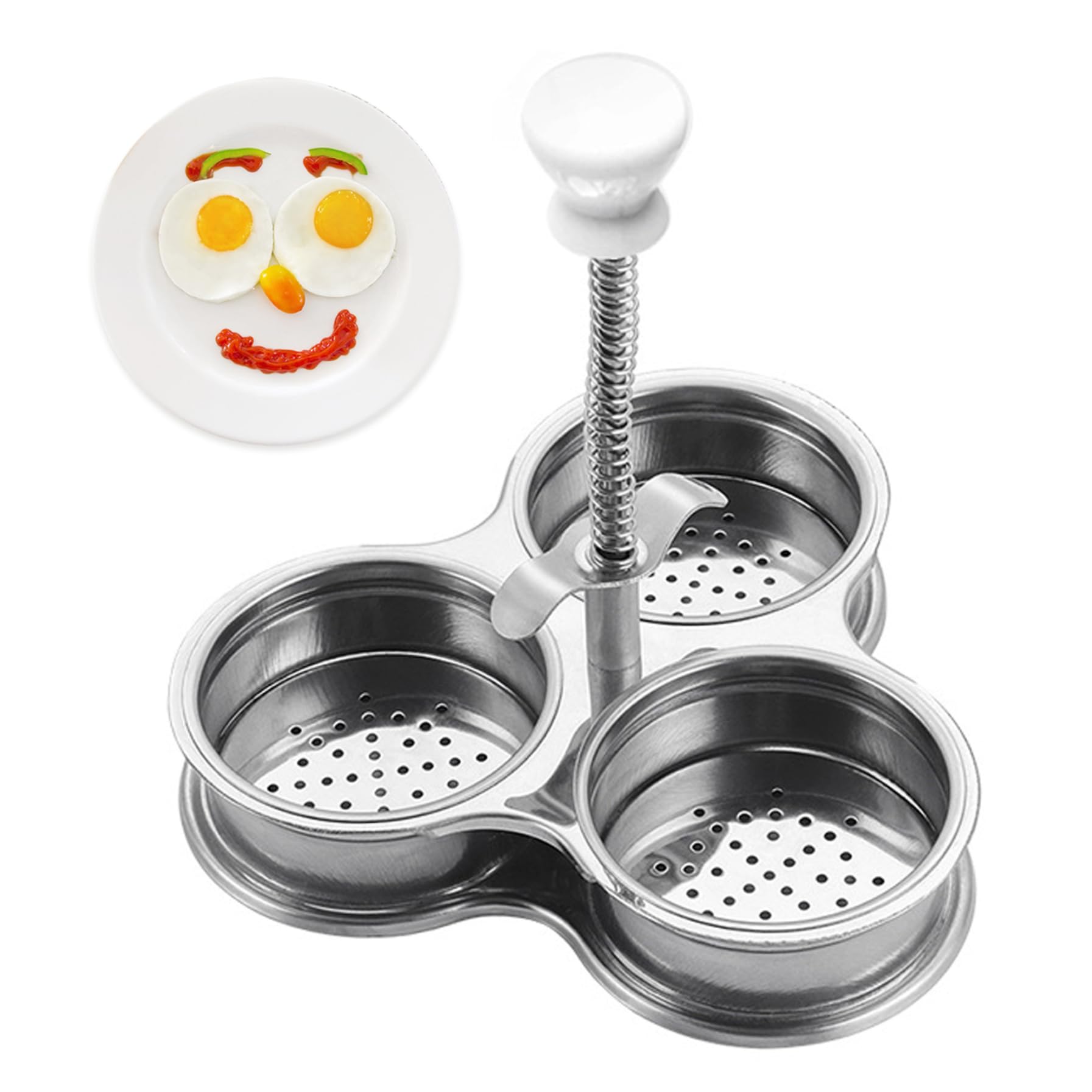 Takingup Poached Egg Maker, Egg Poacher Stainless Steel Poached Maker Cooker with 3 Cups for Breakfast Cooking Tool