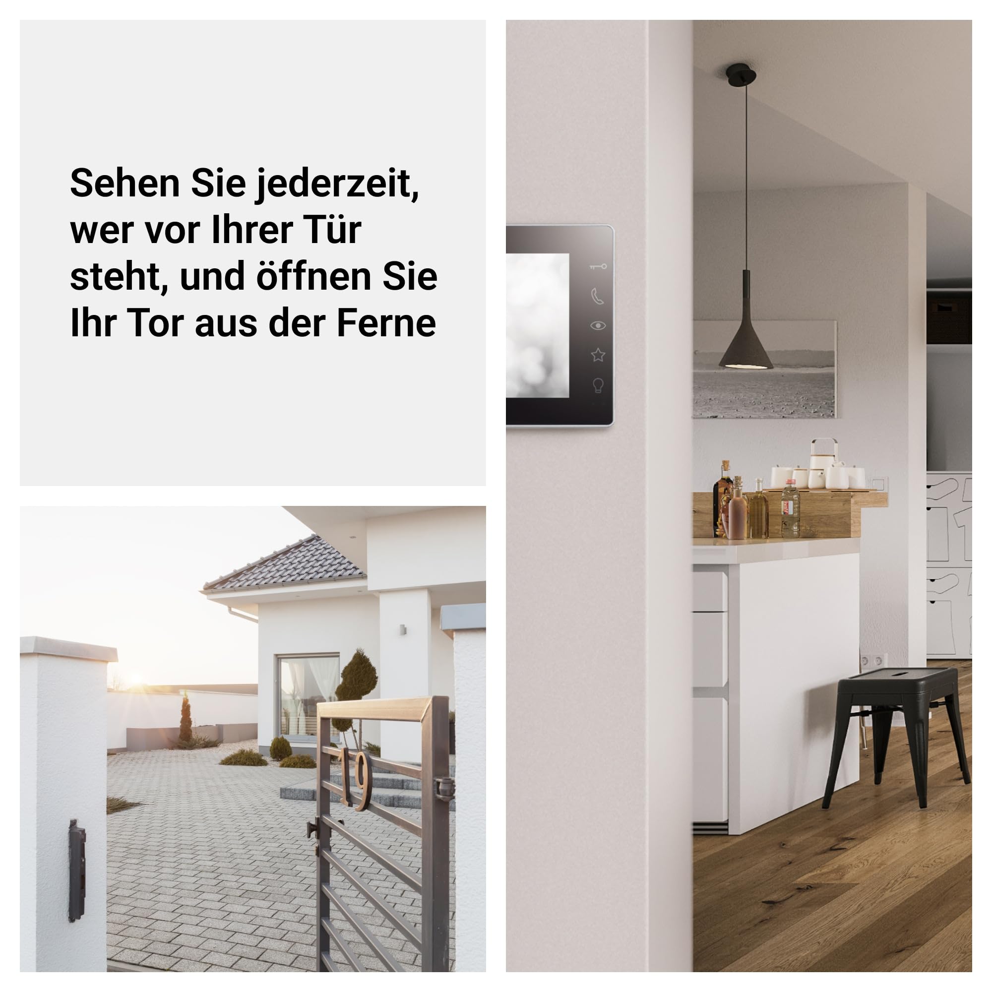 LEGRAND, EASYKIT Plus Video-Türsprechanlagen-Set mit 2-Draht-Anschluss, 7"-Farbmonitor-verspiegelt & Weitwinkelkamera, 1-/2-Familienhaus-Set, erweiterbar, Steckernetzgerät, IP54-IK07, Schwarz, 368910