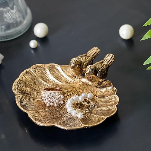 Miniatura 5 de NIKKY HOME Soporte para anillos, plato de joyería de pájaros, bandeja de baratija decorativa, Shabby Chic organizador de exhibición, cuenco para
