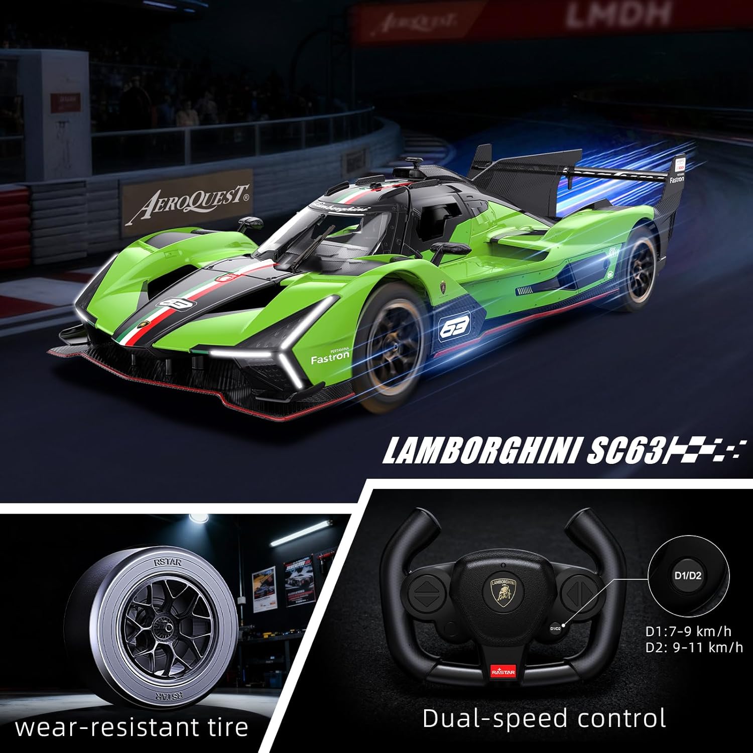 AEROQUEST Lambo Remote Control Car Officially Licensed 1:14 Lamborghini SC63 Model Electric Sport Racing Hobby RC Cars for Boys Girls Birthday Toys for Age 6-12 Years Old