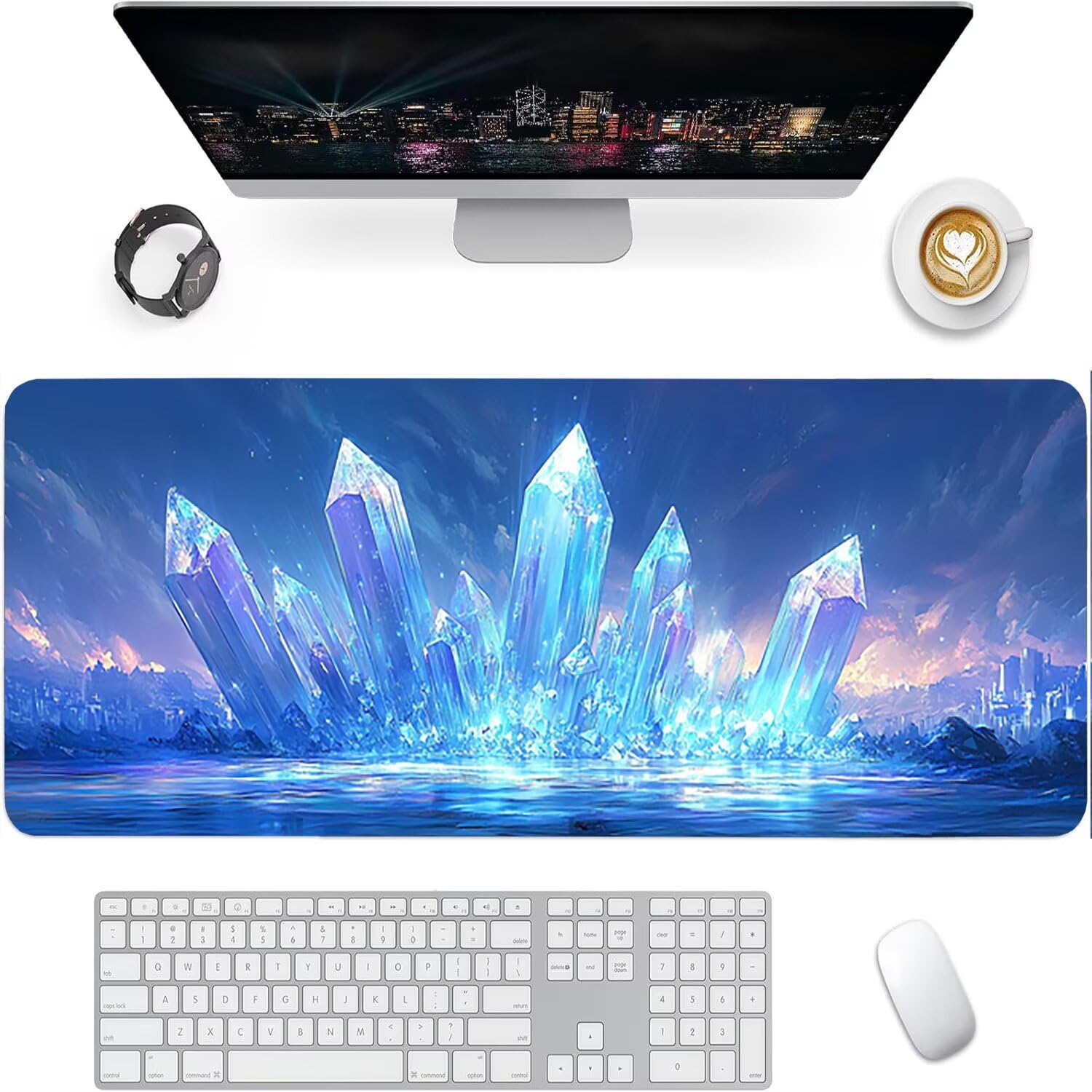 Podkładka pod mysz do gier XXL Crystal Pejzaż, podkładka pod mysz XXL 1400 x 600 x 3 mm, podkładka pod mysz matowa, bardzo duża tkanina na biurko dla graczy, antypoślizgowa podstawa, dla graczy
