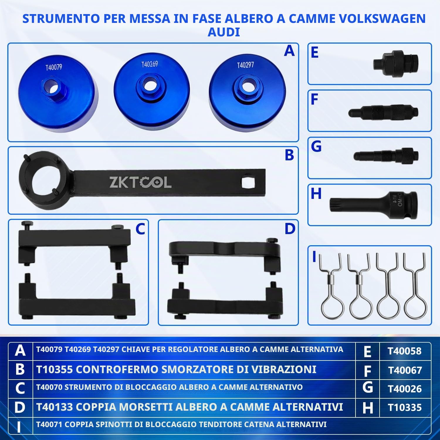 ZKTOOL Kit Aggiornato Messa in Fase Blocca Albero a Camme per VW Audi