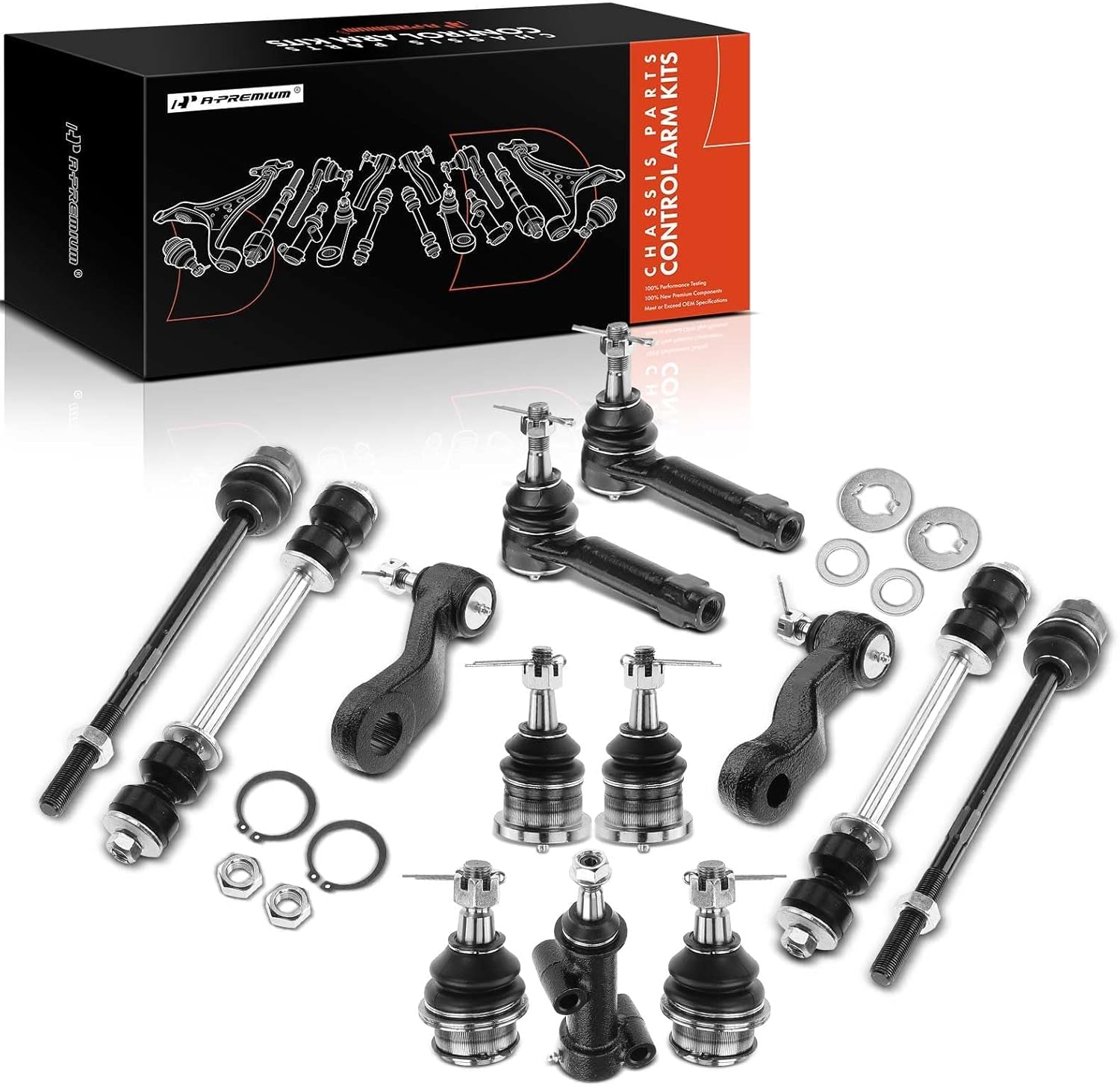 A-Premium 13Pcs Front Suspension Kit, Upper Lower Ball Joint, Inner Outer Tie Rod End, Sway Bar Link, Compatible with Chevrolet Silverado 1500 Tahoe Suburban & GMC Sierra Yukon & Cadillac Escalade