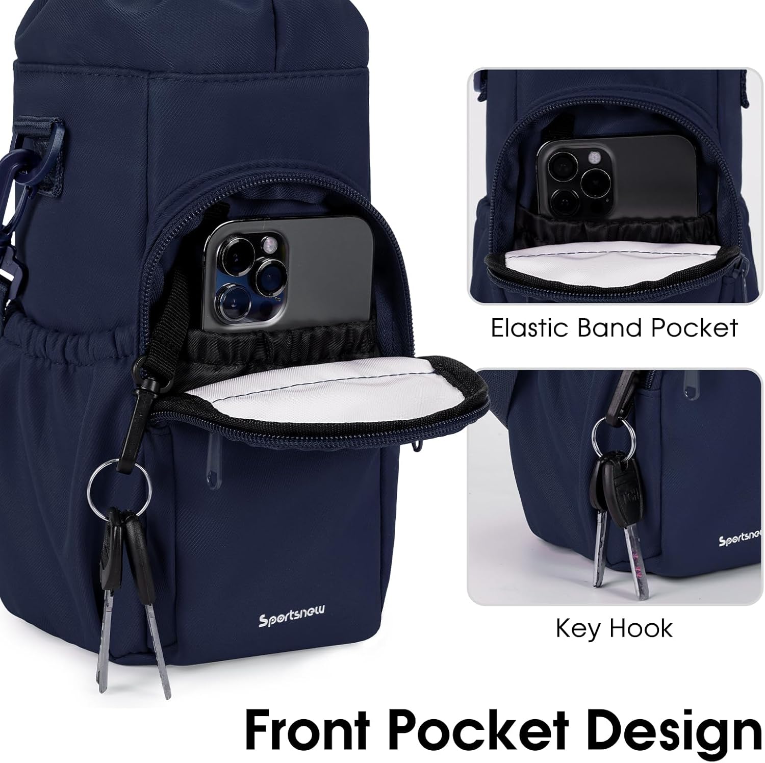 sportsnew Water Bottle Holder with Strap 32oz 40oz Insulated Water Bottle Carrier Sling Bag with Phone Pocket Crossbody - Image 6