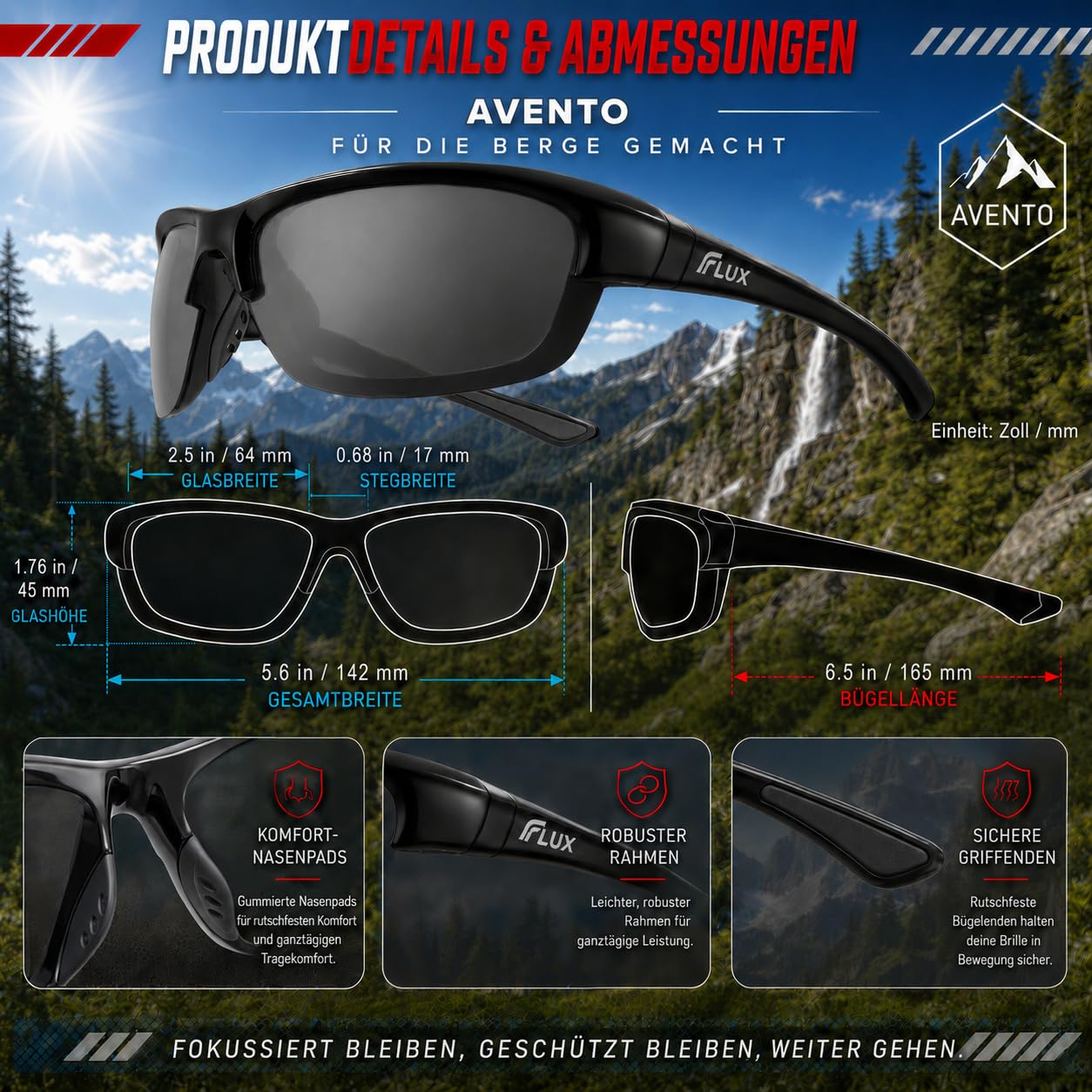 ICECUBE Avento Polarisierte Sport-Sonnenbrille für Herren und Damen, UV400-Schutz, rutschfester Sitz und leichter Rahmen, ideal zum Autofahren und Laufen