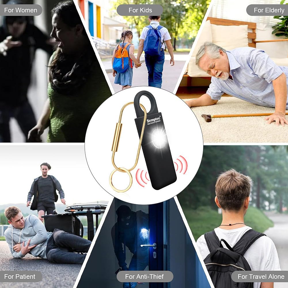 Semptec Urban Survival Technology Reisealarm: 4er-Set Selbstverteidigungs-Schlüsselanhänger, 130 dB, Taschenlampe (Alarmanlagen für unterwegs, Selbstverteidigungsalarme, Selbstverteidigung)
