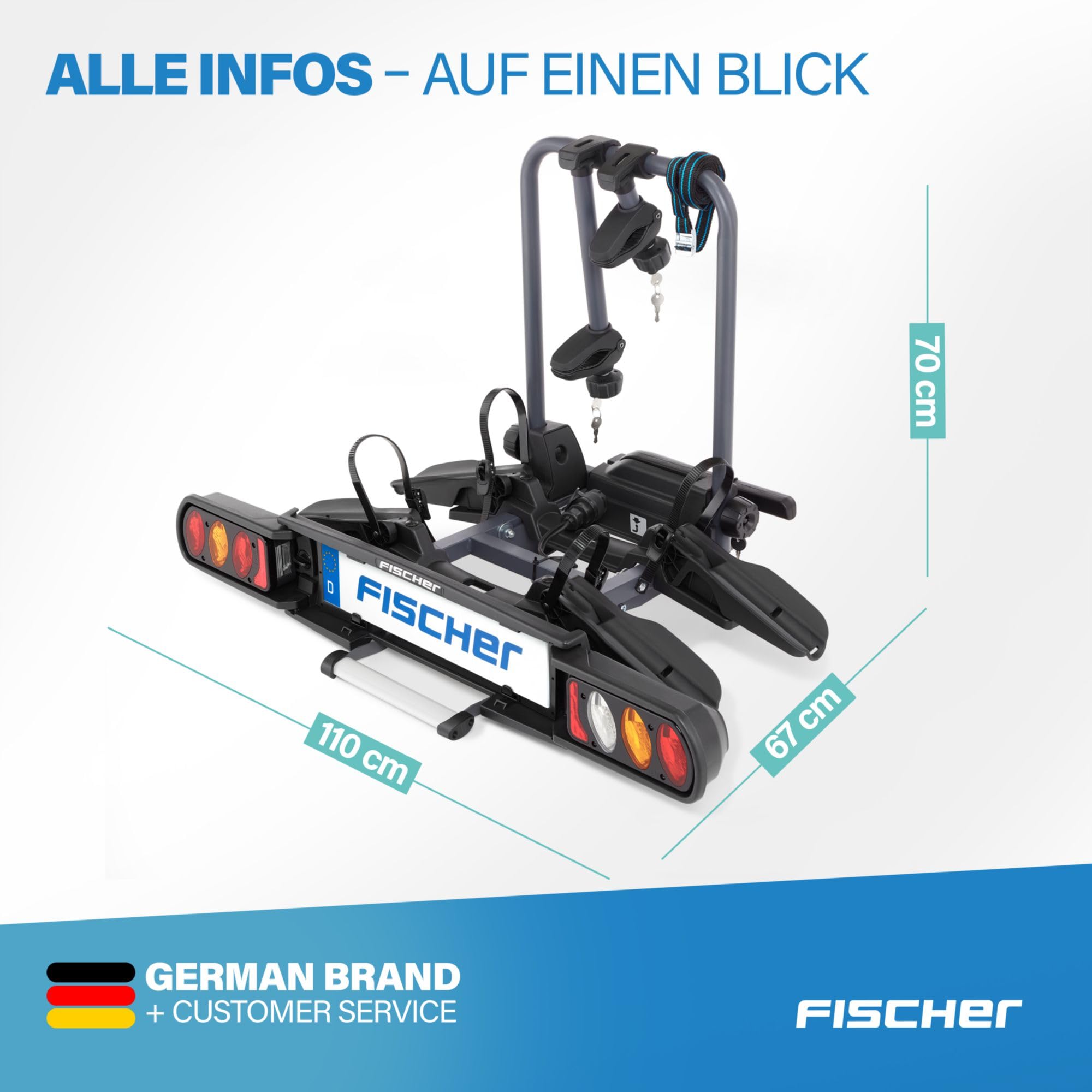Fischer 126001 - Portabiciclette Proline Evo, per 2 biciclette o biciclette elettriche.